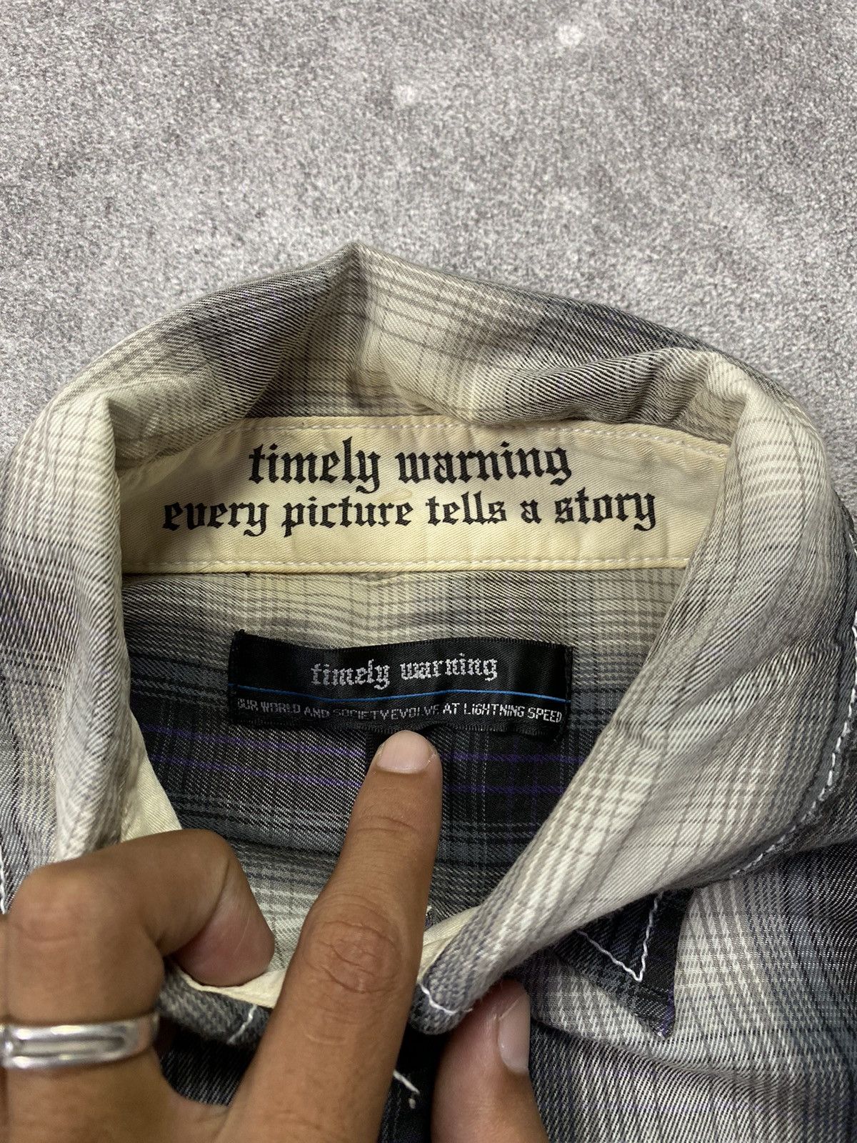 If Six Was Nine × Japanese Brand × Le Grande Bleu (L.G.B.) Tinley Warning Japanese Poem Plaid Shirt Size US M / EU 48-50 / 2 - 3 Thumbnail