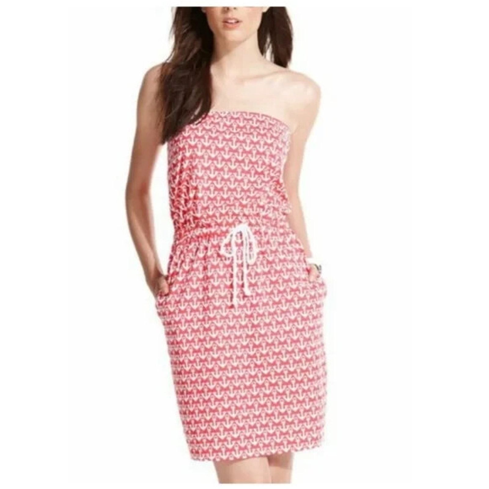 Tommy Hilfiger TOMMY HILFIGER Anchor Print Dress Red Size M A000883 Size M / US 6-8 / IT 42-44 - 3 Thumbnail