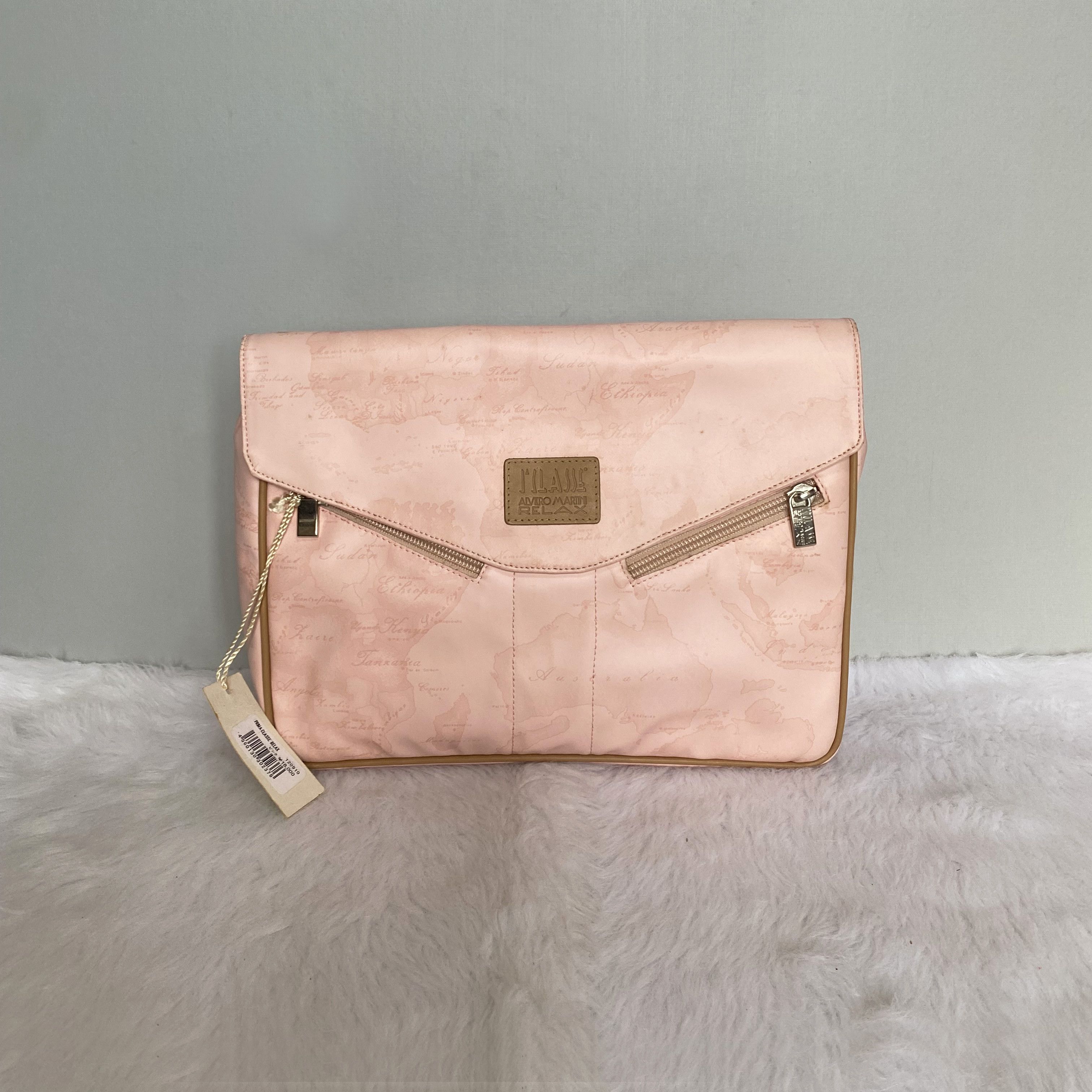 ALVIERO MARTINI Relax Pink Map Printed Envelope Document Bag