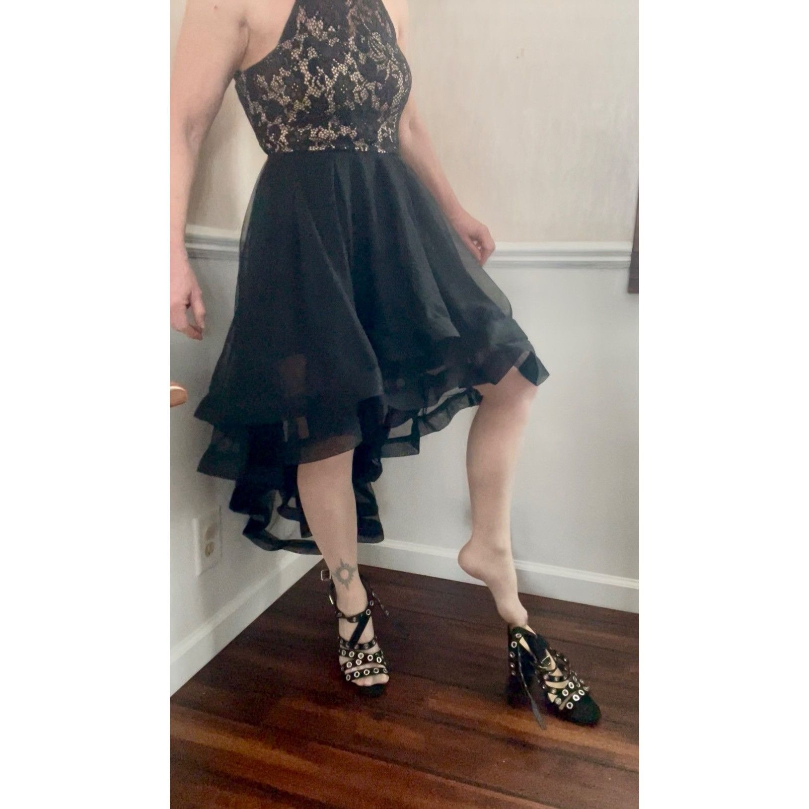 Other Speechless Black Lace & Mesh High-Low Dress Size 1 Size S / US 4 / IT 40 - 11 Thumbnail