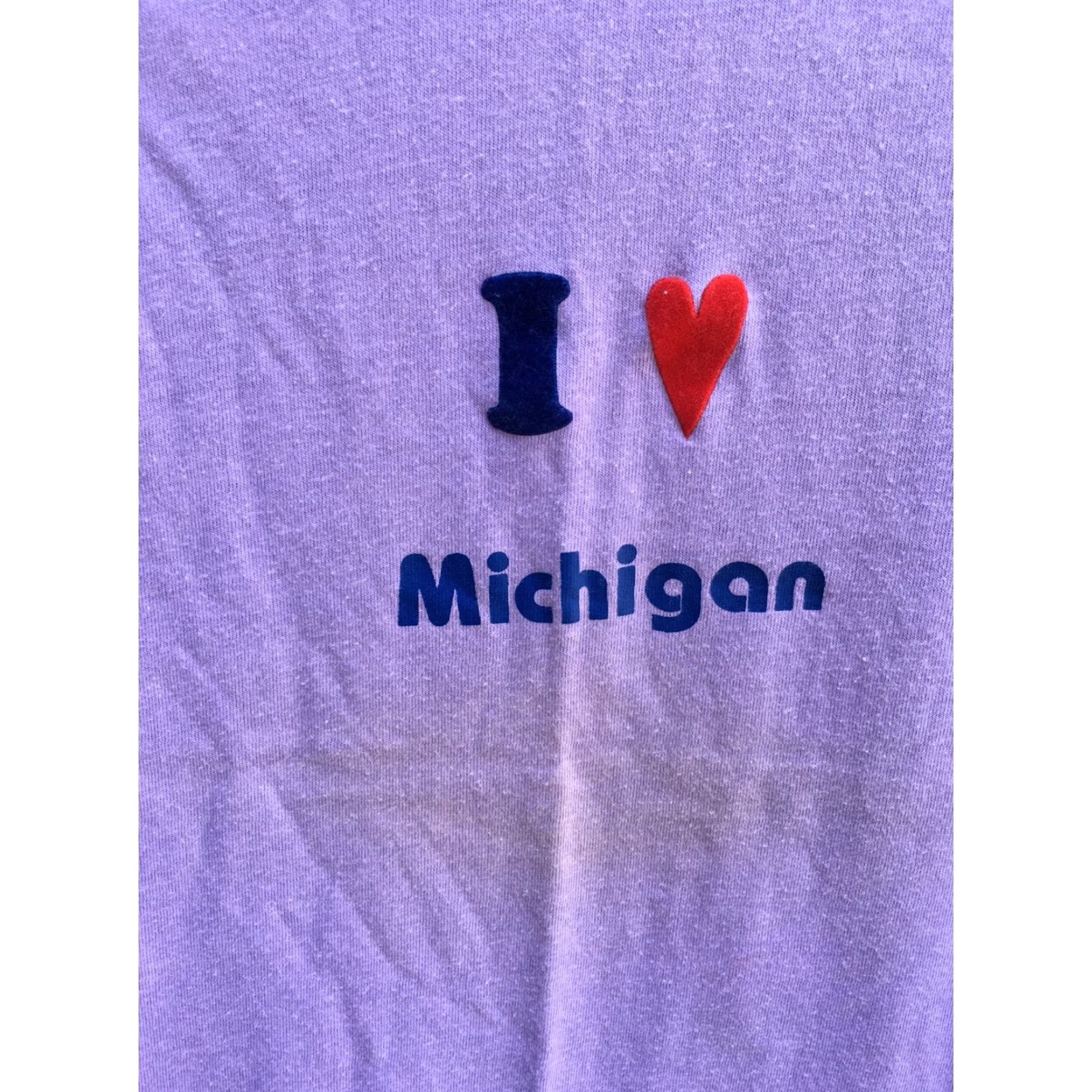 J Brand VINTAGE I Love Michigan Muscle Shirt Tee Heart Worn 80s Sneakers Mens S Purple Graphic Tee Size US S / EU 44-46 / 1 - 6 Thumbnail