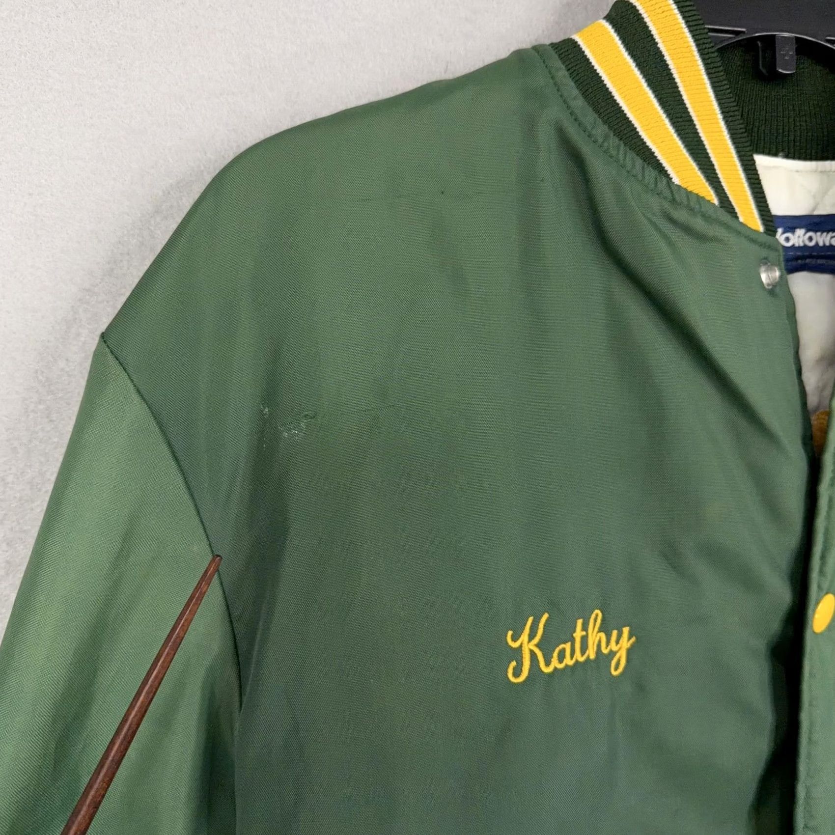 Holloway VINTAGE Holloway Varsity Jacket Womens Medium Green 90s Heritage Cheerleader Embroidered Pockets Snaps Size M / US 6-8 / IT 42-44 - 5 Thumbnail