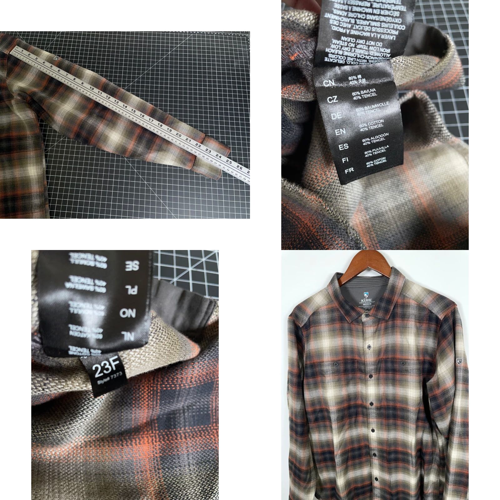 Vintage Kuhl Law Flannel Shirt Adult Medium Brown Plaid Cotton Tencel Blend Button-Up Long Sleeve Mens Fall Winter Grunge Hipster Retro Size US M / EU 48-50 / 2 - 8 Thumbnail