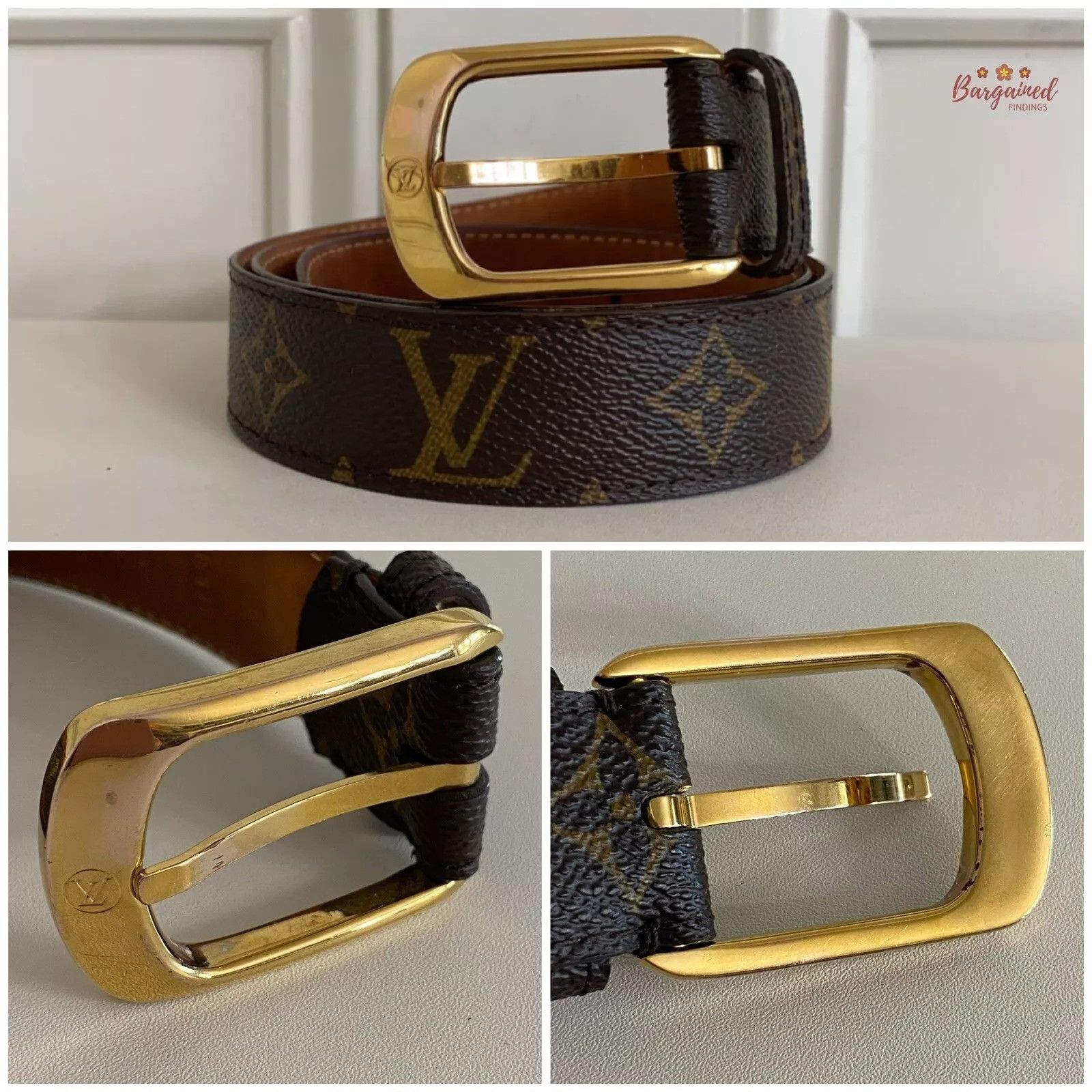 Louis Vuitton Louis Vuitton Monogram Canvas Leather Ellipse Gold Belt Size 30 - 2 Thumbnail