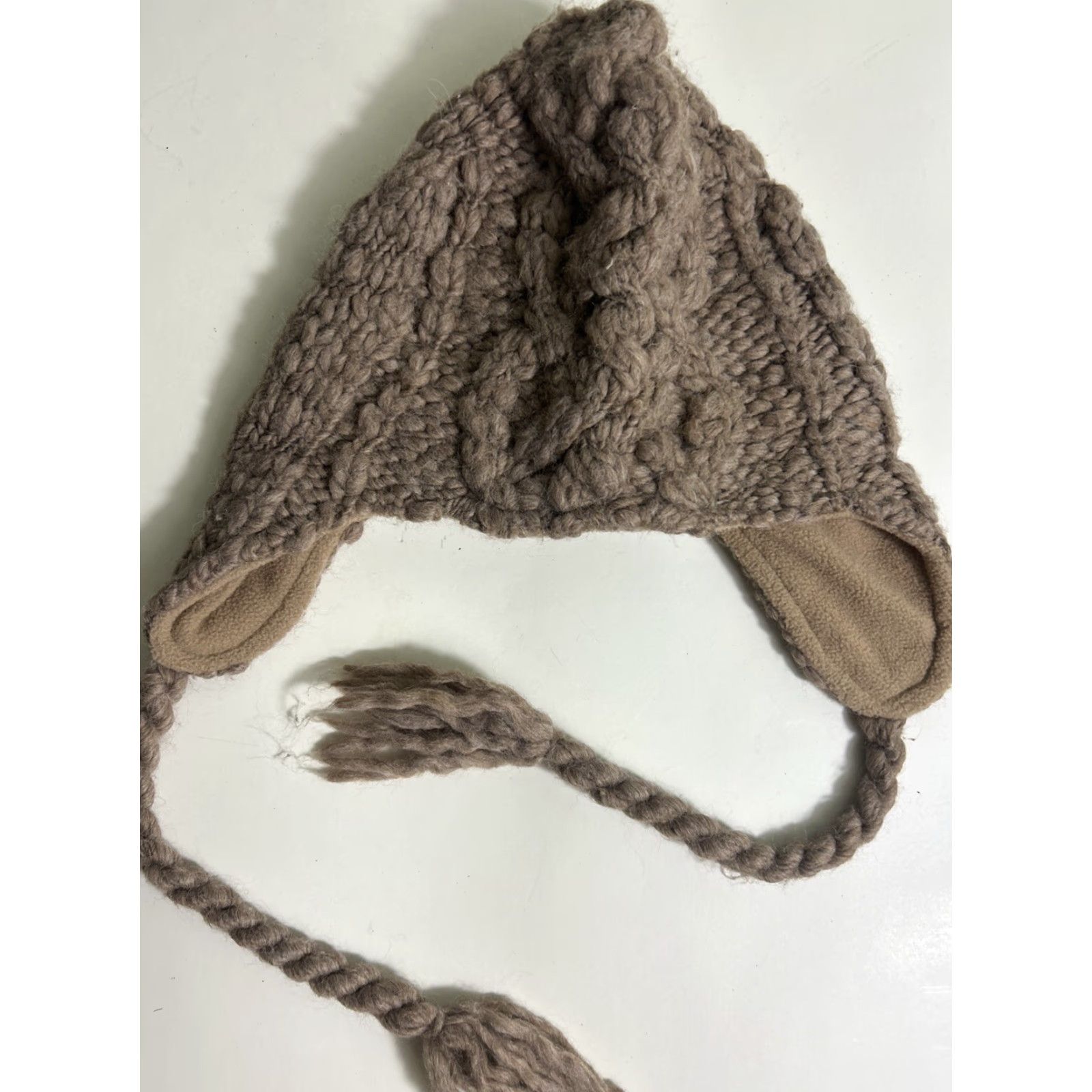 American Eagle Outfitters American Eagle Womens Beanie Wool Blend Knit Tassels Snow Brown One Size Size ONE SIZE - 6 Thumbnail