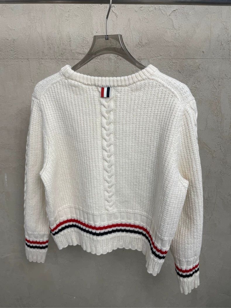 Thom Browne Thom browne Beige hem color stripe short round-neck wool sw Size US M / EU 48-50 / 2 - 4 Thumbnail