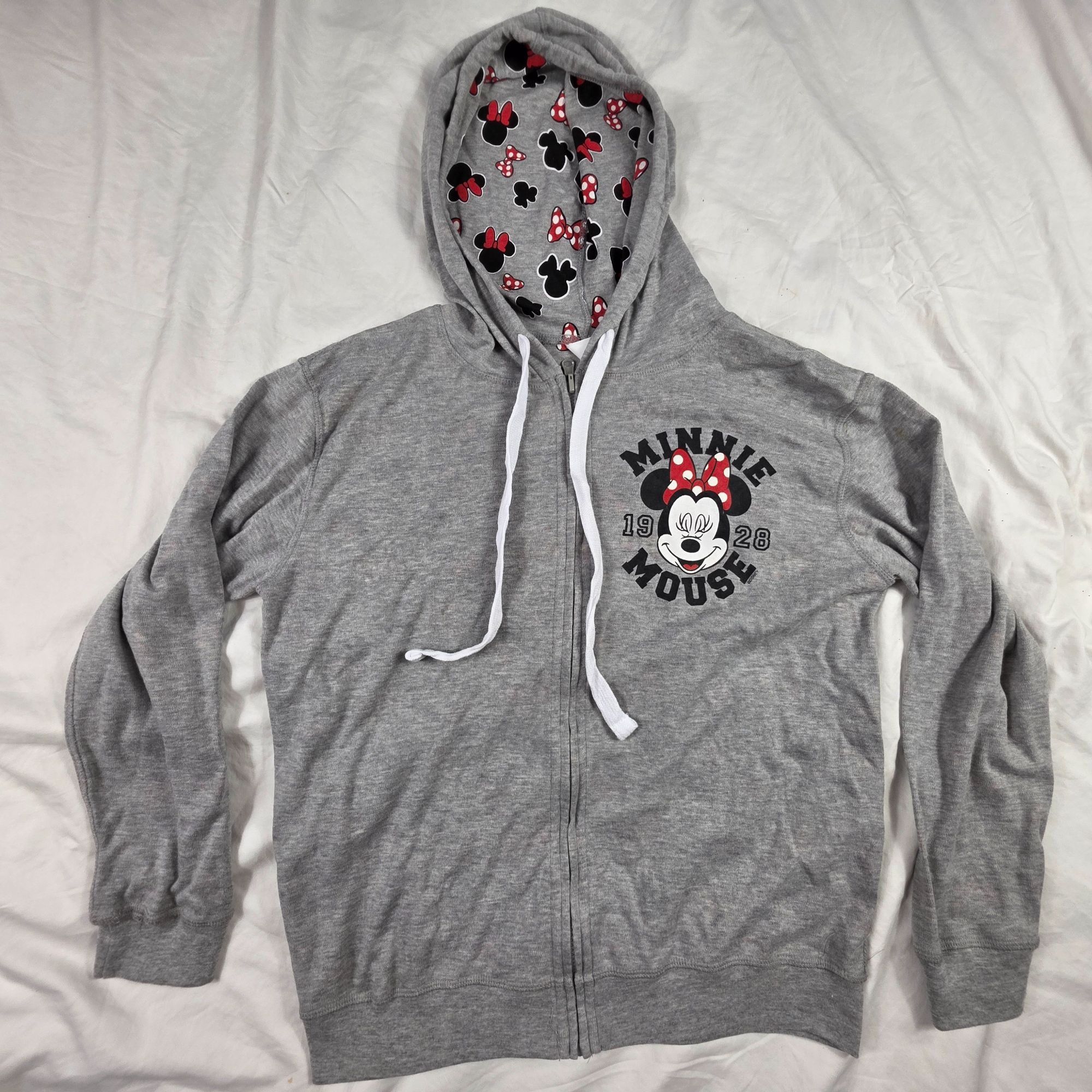 Disney Disney Minnie Mouse Womens Large Gray Hoodie Front Zip Sweat Size L / US 10 / IT 46 - 1 Thumbnail