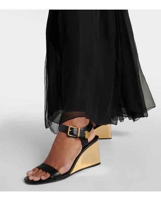 Chloe o1loc1c0325 CHC24 Rebecca Wedge Sandals in Black Size US 9 / IT 39 - 4 Thumbnail