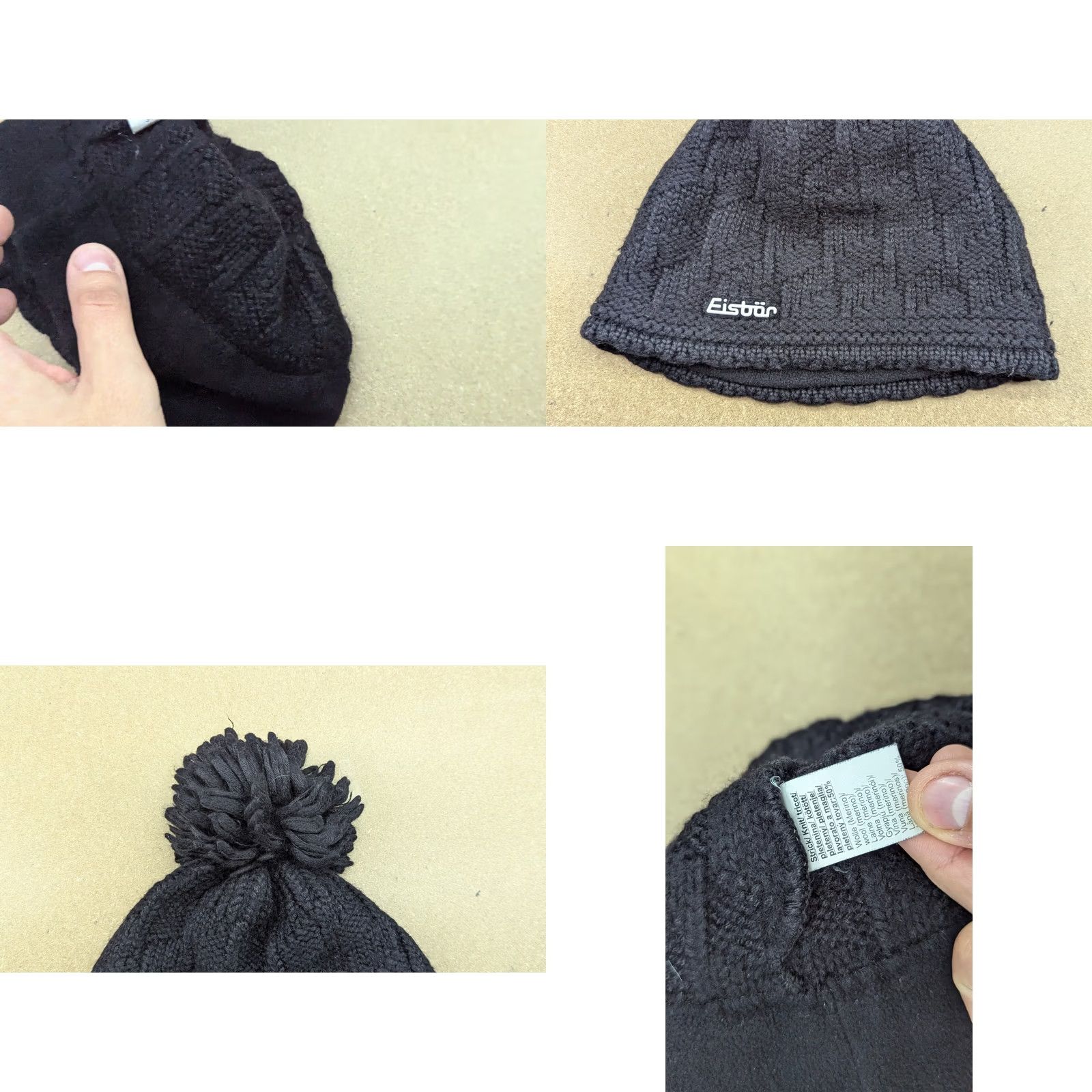 Vintage Eisbar Womens Beanie Hat Size M-L Wool Blend Lined Pom Pom Thermal Size ONE SIZE - 8 Thumbnail
