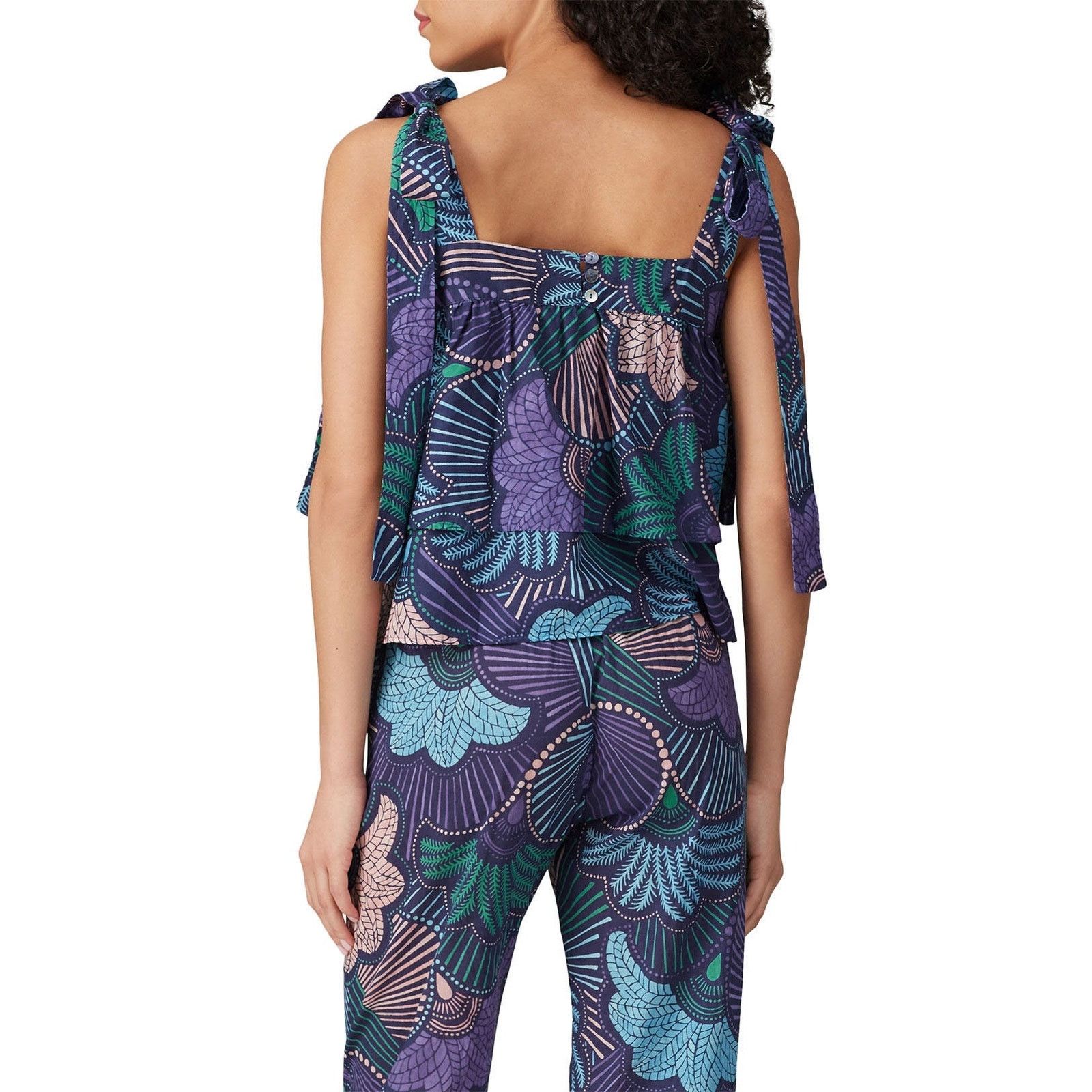Other Warm 3/Large Purple Floral Tie Strap Square Neck Tank Top Size L / US 10 / IT 46 - 3 Thumbnail