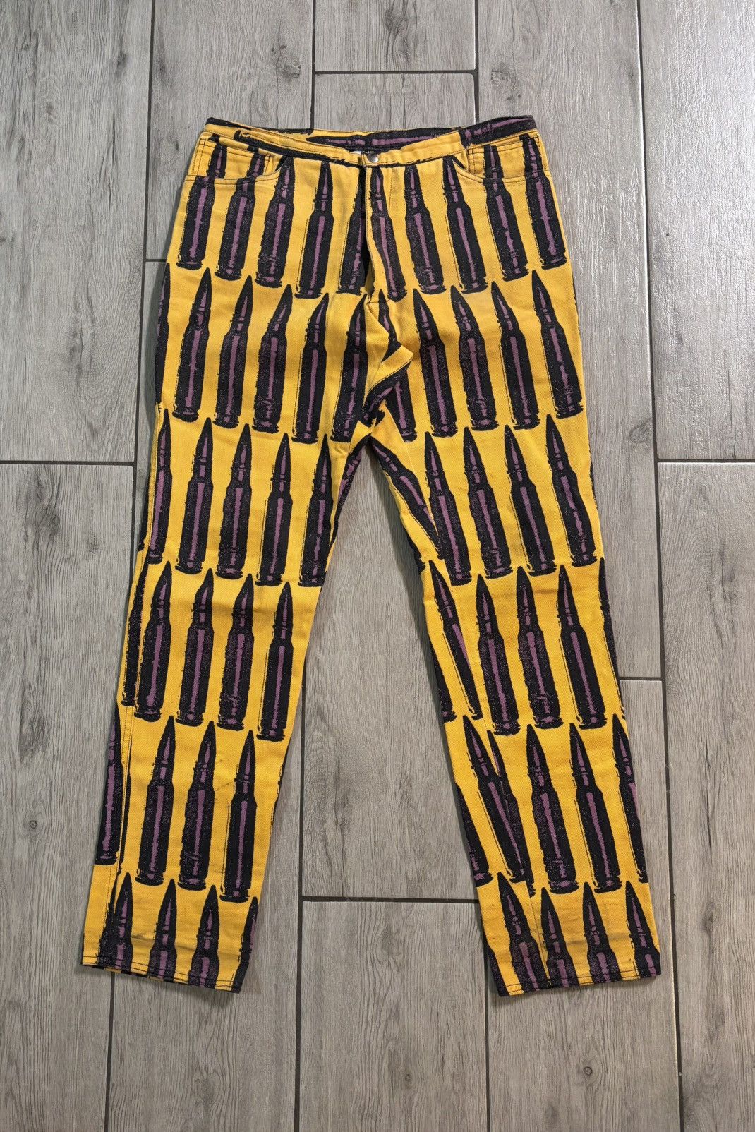Stephen Sprouse Vintage FW88 Stephen Sprouse Bullet Print Denim Jeans Yellow Size US 34 / EU 50 - 1 Thumbnail