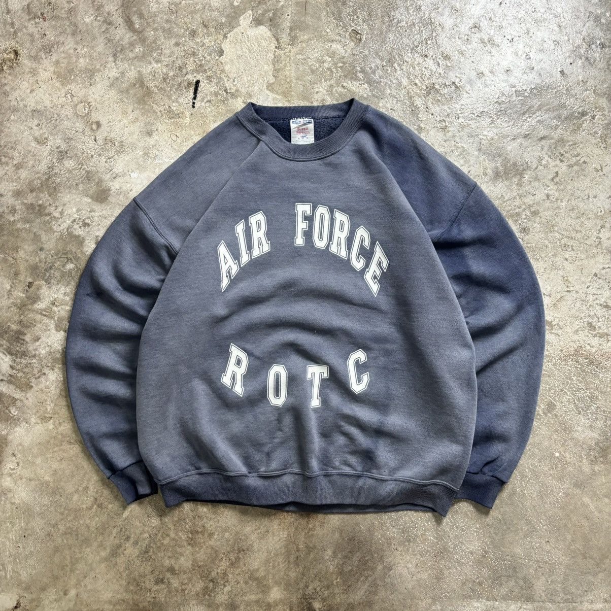 image of US Air Force x Vintage Air Force Rotc Sun Faded Sweatshirt in Blue, Men's (Size XL)