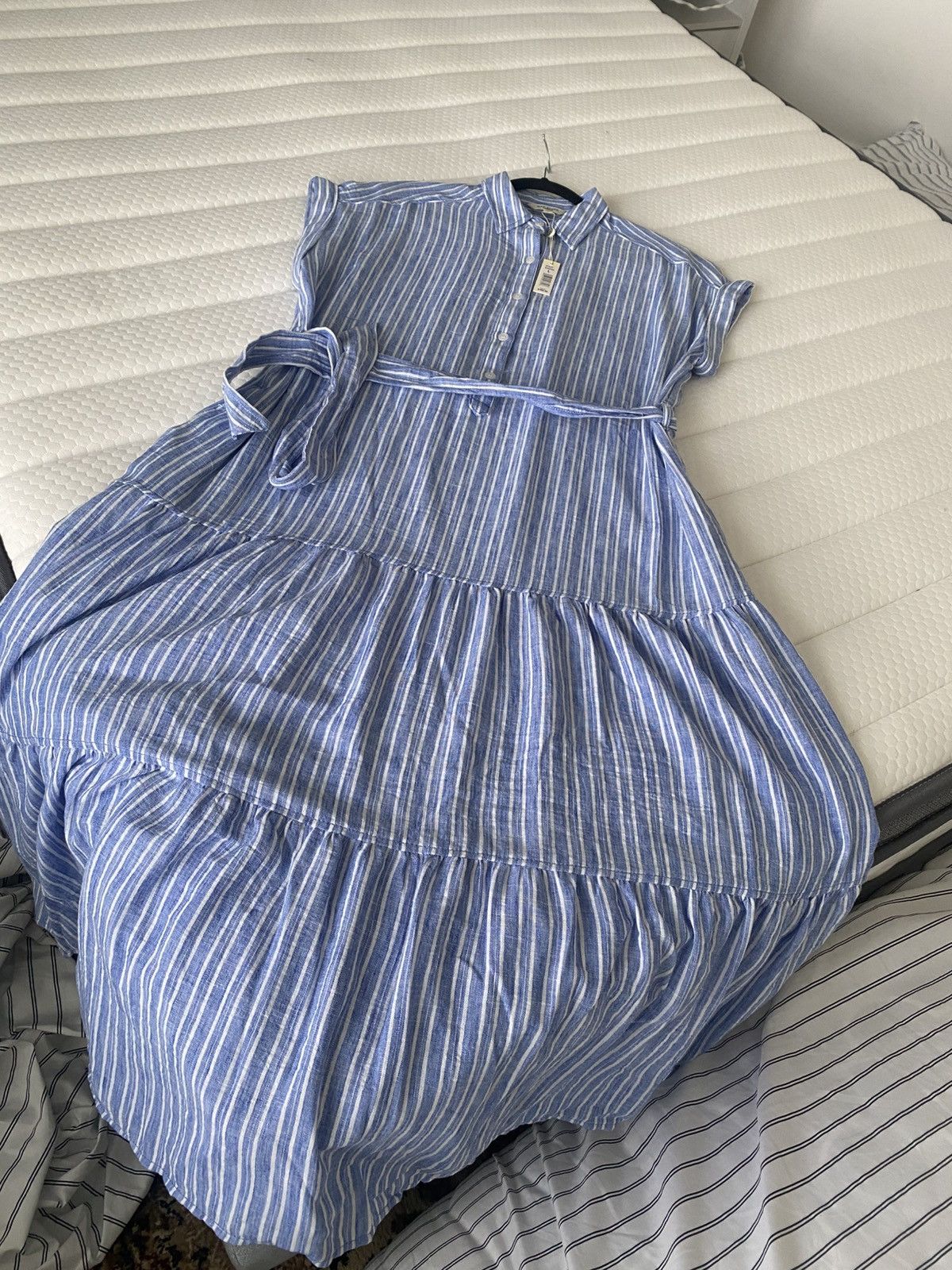 Other NWT 168$ Max Studio Cap Sleeve Tiered Maxi Shirtdress Size L / US 10 / IT 46 - 13 Thumbnail