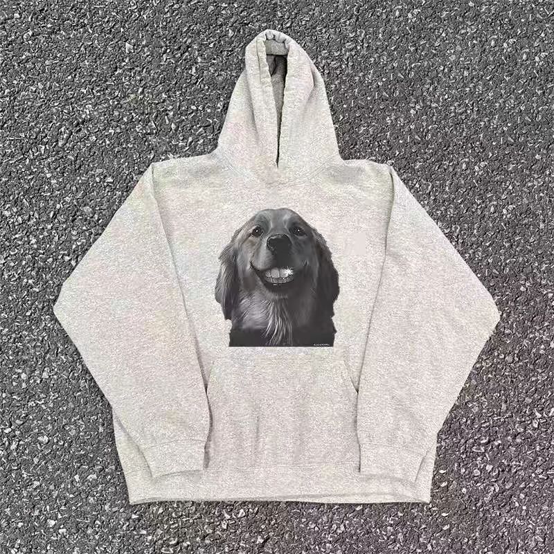 Japanese Brand × Vintage Grey Vintage Puppy Print Cotton Hoodie Size US L / EU 52-54 / 3 - 1 Thumbnail