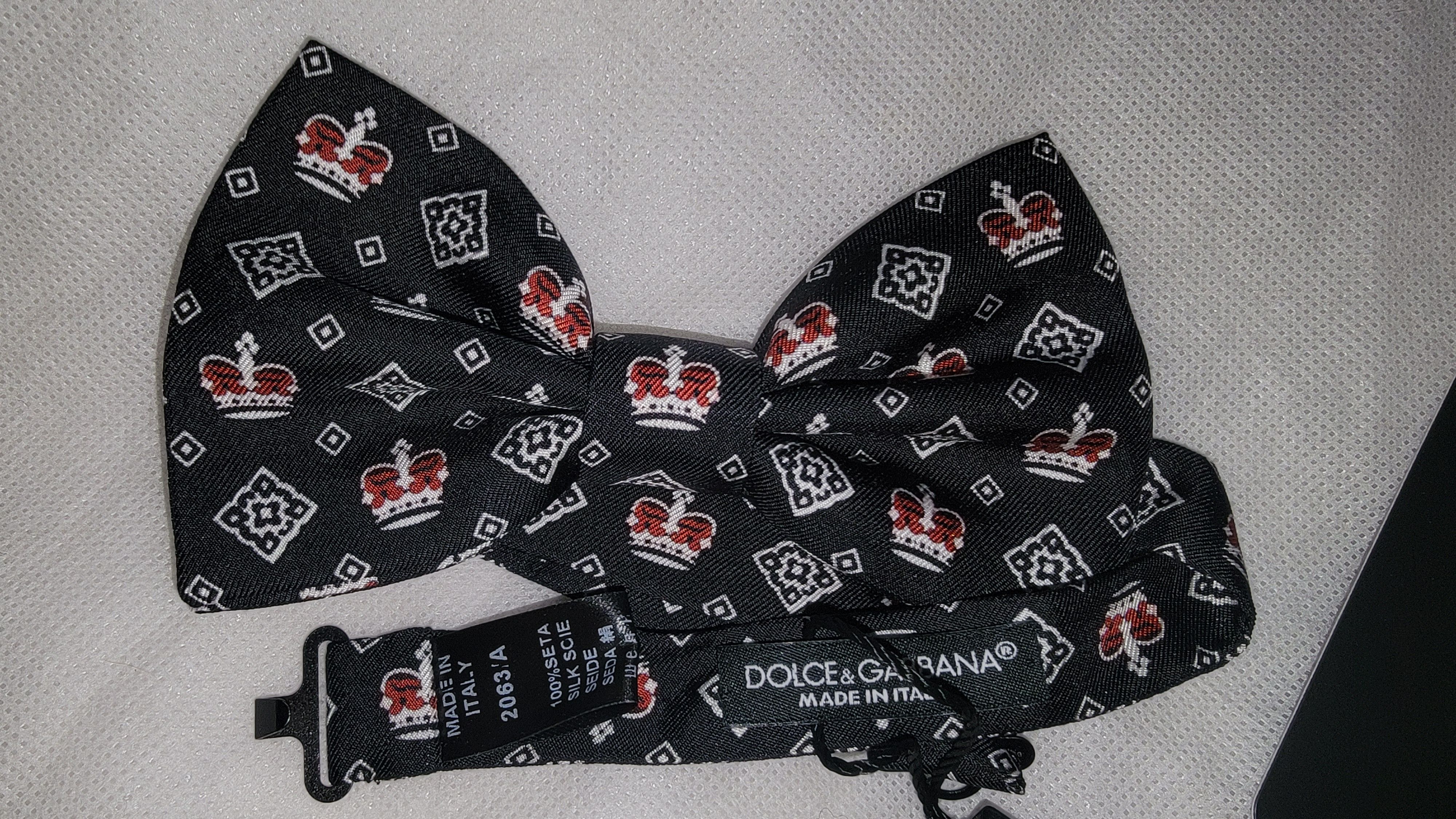 Dolce & Gabbana Crown print silk bow tie Size ONE SIZE - 6 Thumbnail