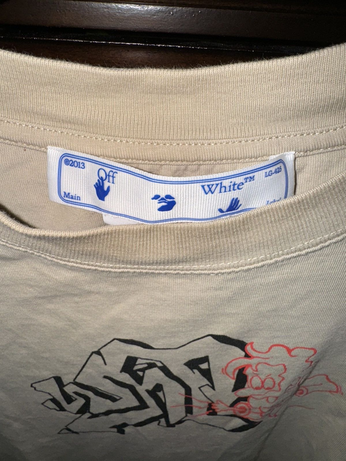 Off-White Off White Beige Graffiti T-Shirt Size US M / EU 48-50 / 2 - 3 Thumbnail