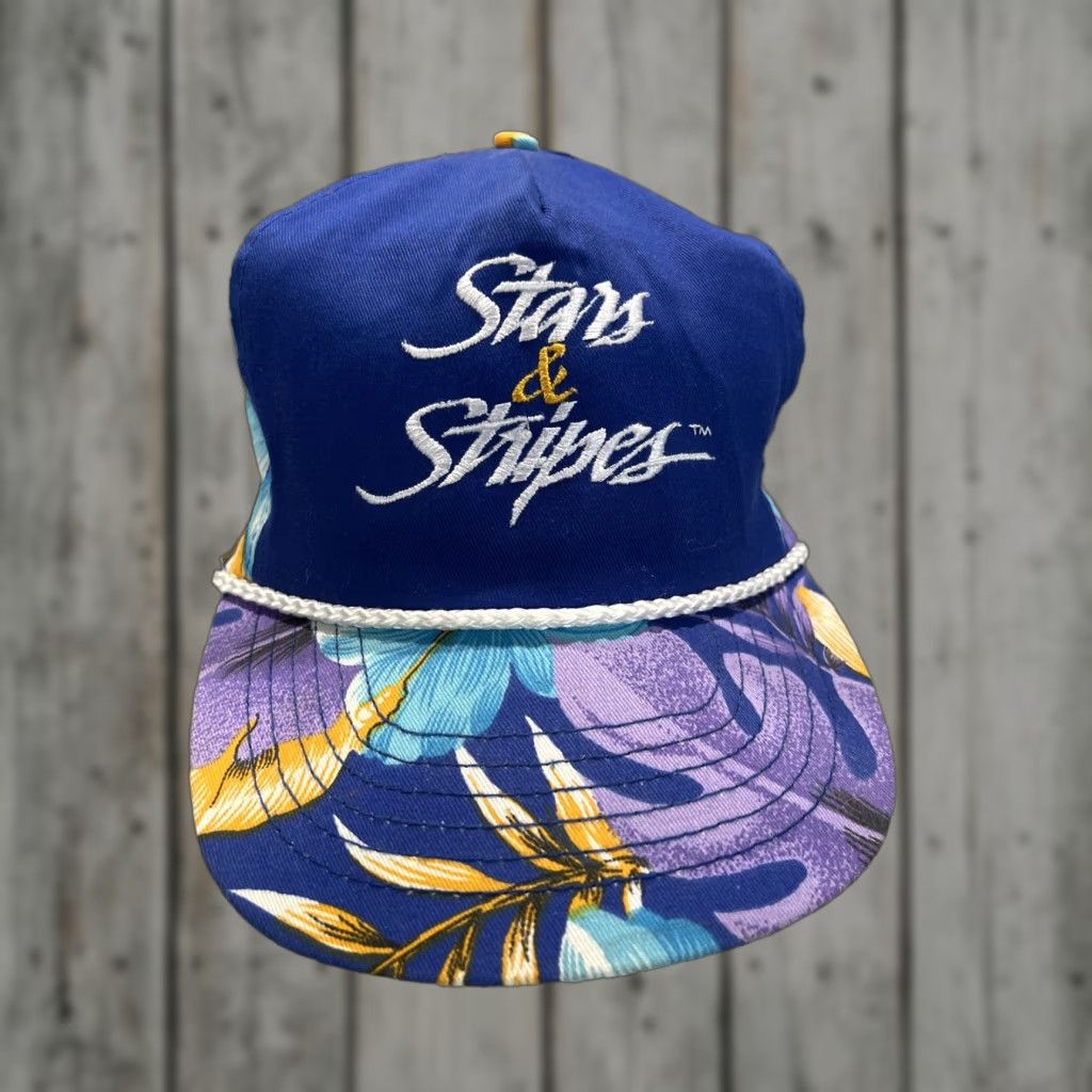 Vintage VINTAGE Stars & Stripes Hat Yatch Racing Team Snapback Hawaii Floral Rope American Cup One Size Mens Size ONE SIZE - 1 Thumbnail