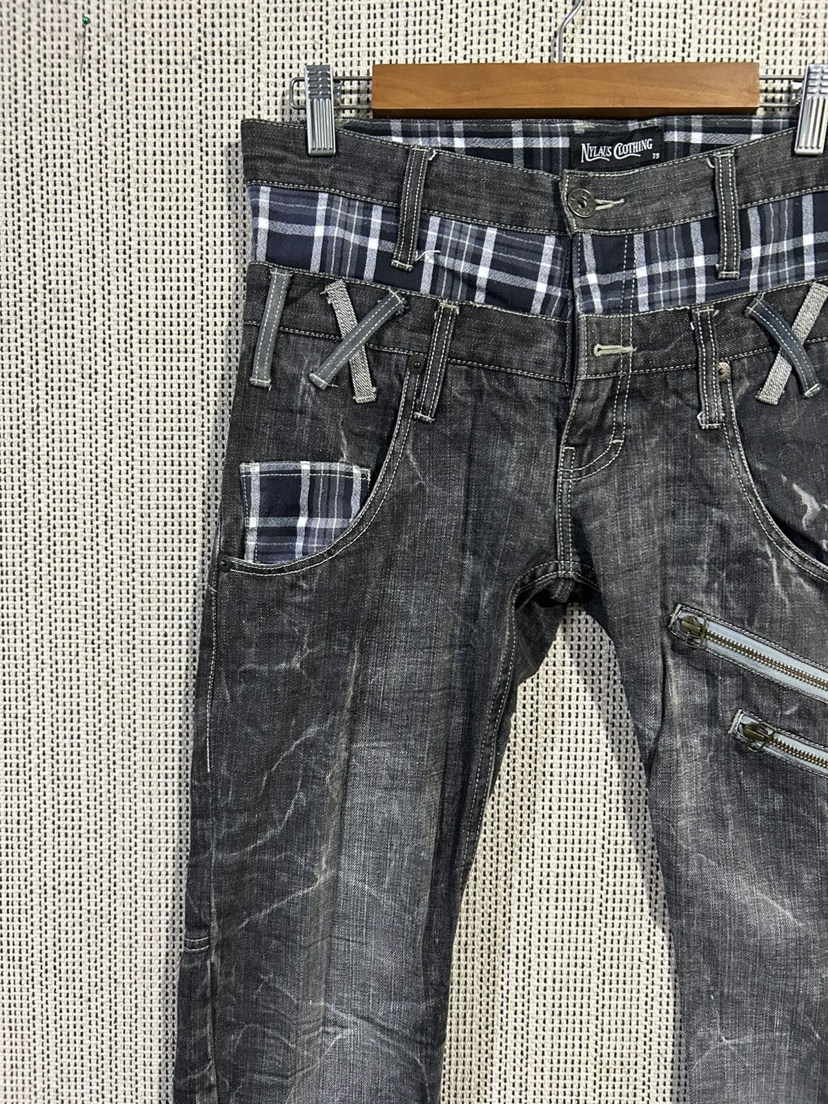 Japanese Brand Nylaus clothing double waist denim regular style Size US 31 - 5 Thumbnail