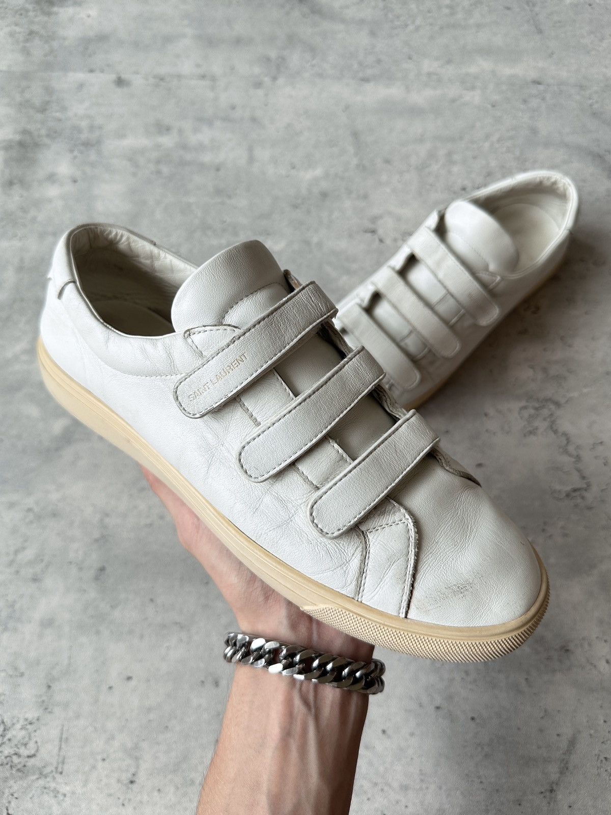 Saint Laurent Paris HEDI SLIMANE | SL/01 VELCRO STRAP COURT CLASSIC LOW TOP Size US 9 / EU 42 - 1 Thumbnail