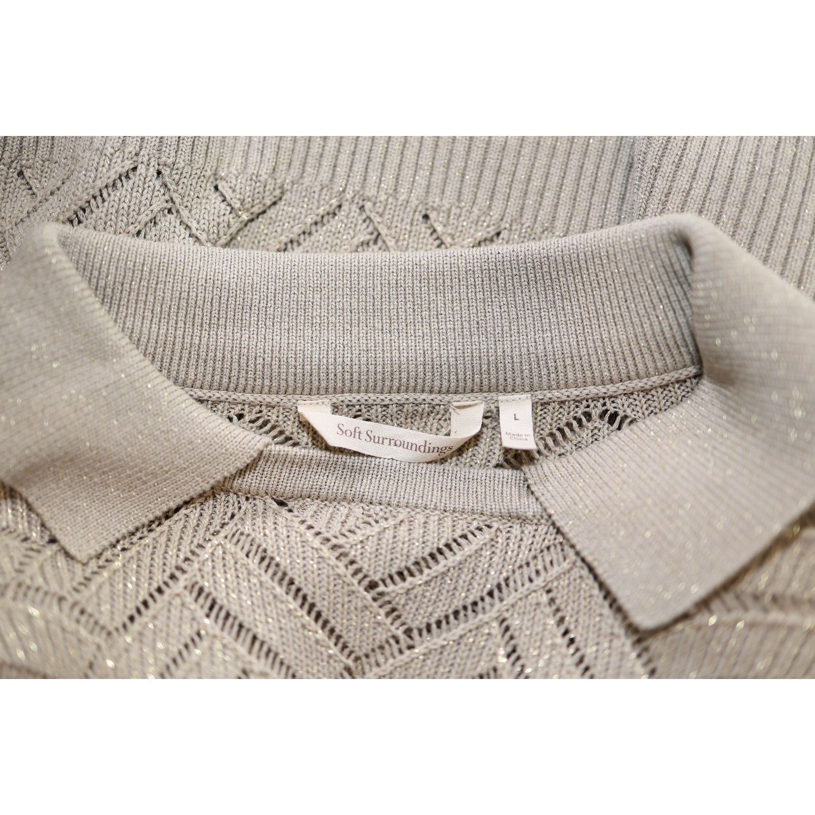 Soft Surroundings NWoT SOFT SURROUNDINGS Beige Gold Collared Sweater Sz L $99 Size L / US 10 / IT 46 - 7 Thumbnail
