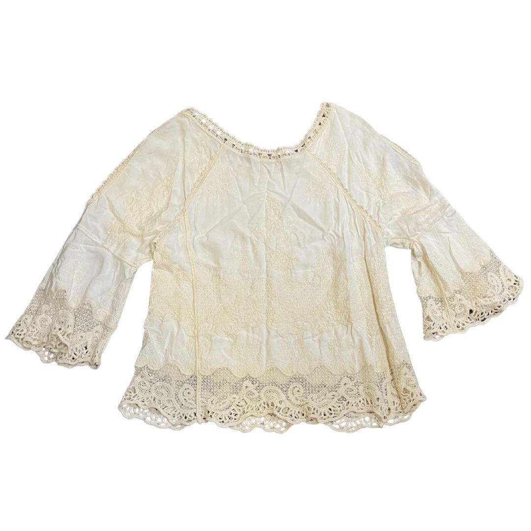 Other Democracy Ivory Lace Crochet Boho Peasant Blouse Cottage Size M / US 6-8 / IT 42-44 - 2 Thumbnail