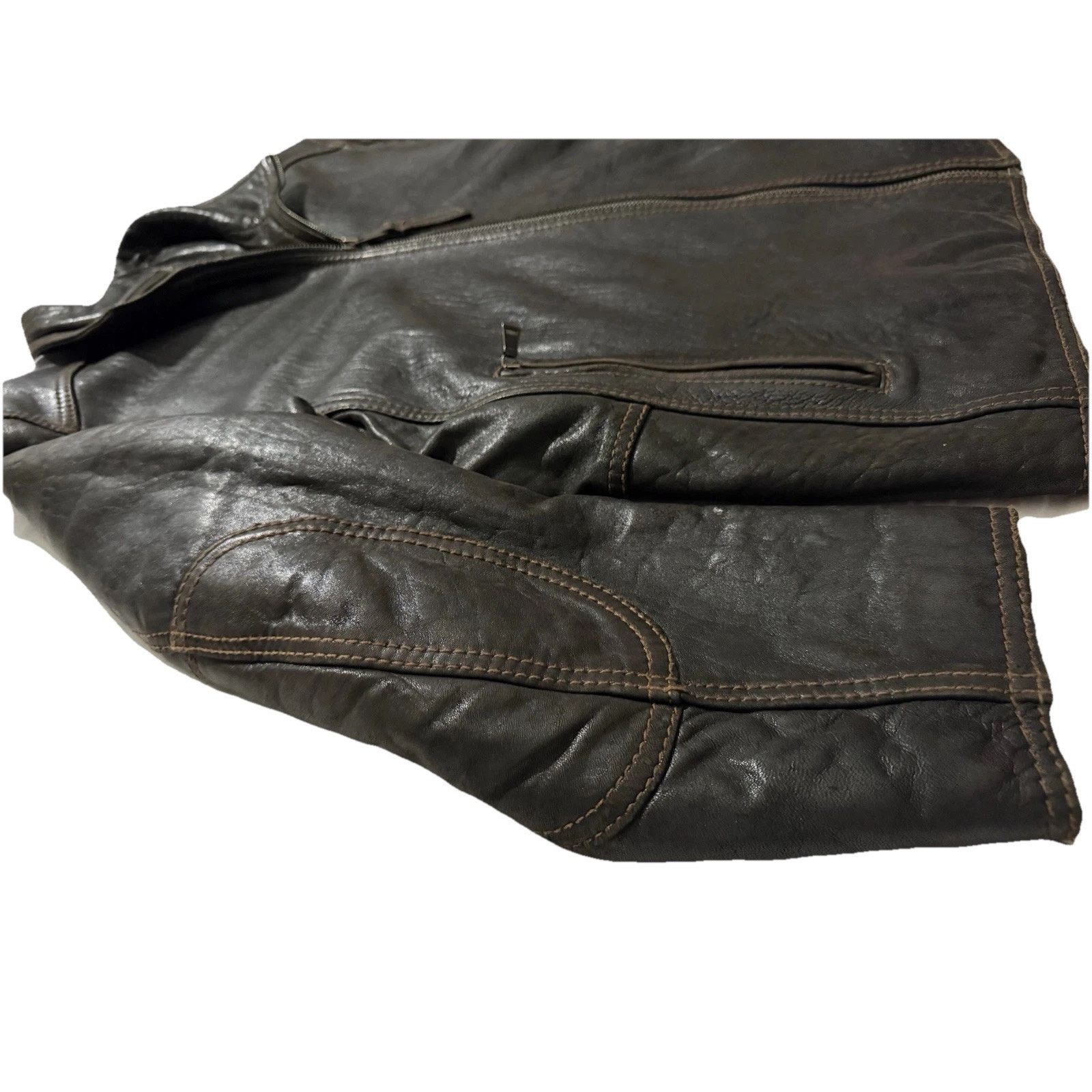 Andrew Marc Vintage Andrew Marc New York Brown Leather Biker Jacket Mens Size US XL / EU 56 / 4 - 4 Thumbnail