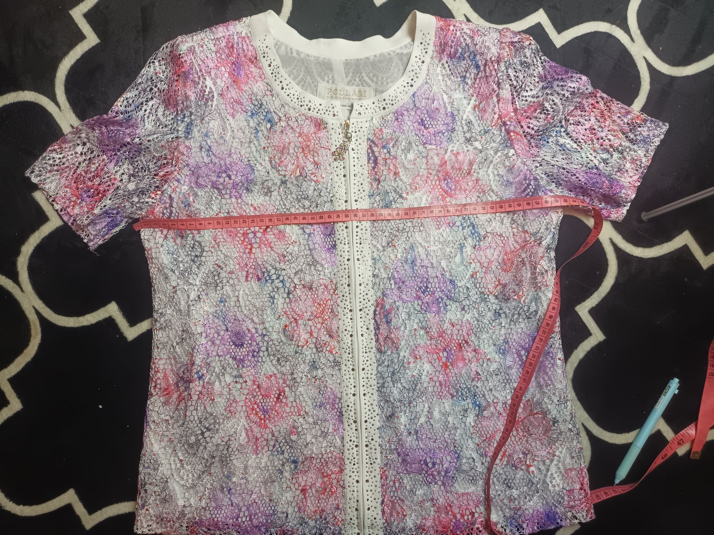 Beauty Beast × Japanese Brand Pollari Women's Lace Blouse short Sleeve Size M / US 6-8 / IT 42-44 - 7 Thumbnail