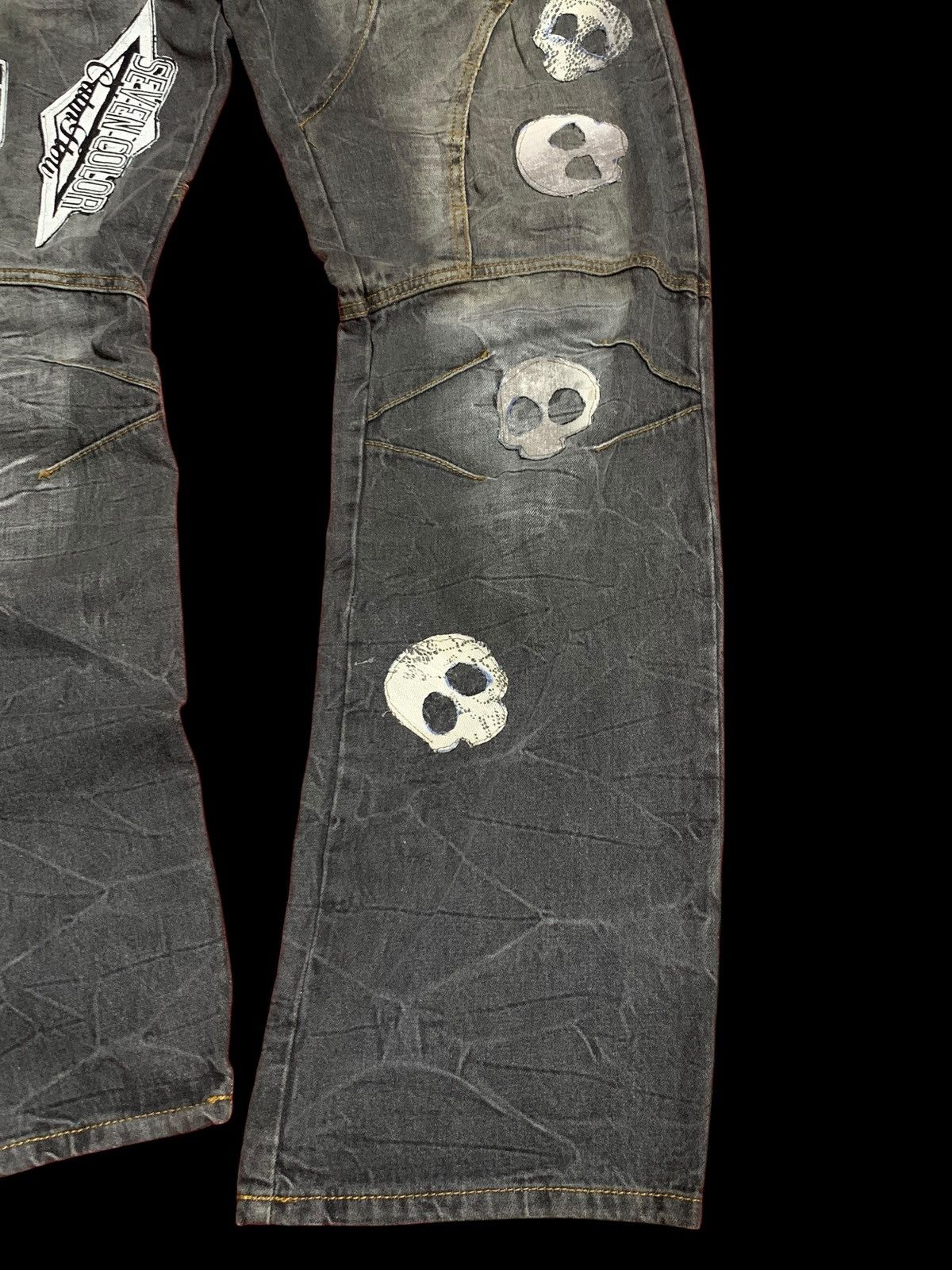 Japanese Brand vintage bondage punk skull head waist half back front Denim Size US 37 - 7 Thumbnail