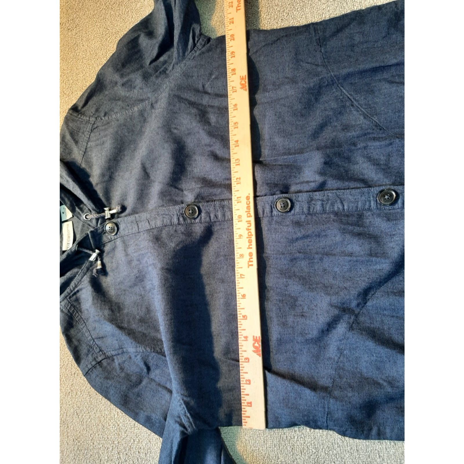 Liz Claiborne Liz Claiborne Womens Jacket Long Sleeve Medium M Hooded Draw String Button Up Blue Size M / US 6-8 / IT 42-44 - 4 Thumbnail
