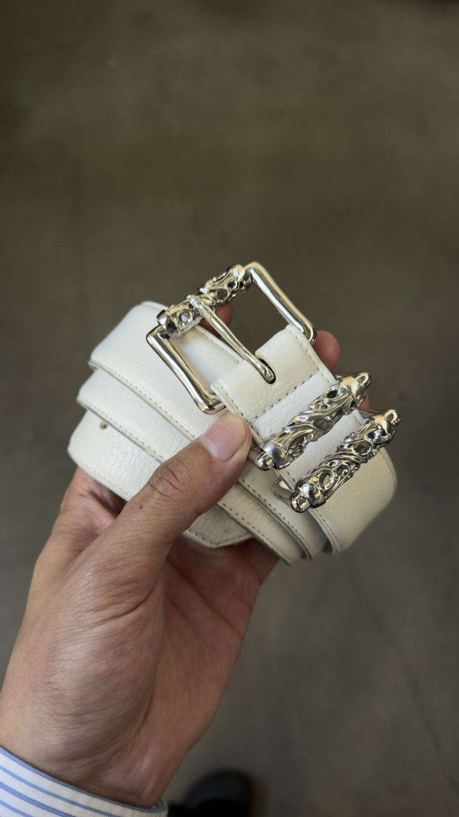 Chrome Hearts RARE! Chrome Hearts White Leather Roller Belt Size 36 - 1 Thumbnail