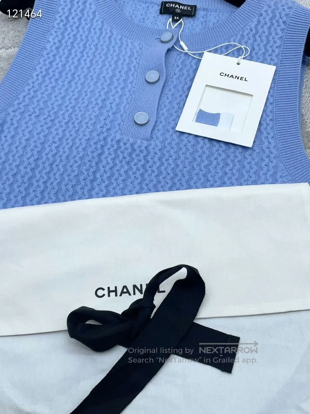Chanel Chanel 24B Blue Knit Cashmere Vest. Size XXS / US 00 / IT 34 - 7 Thumbnail