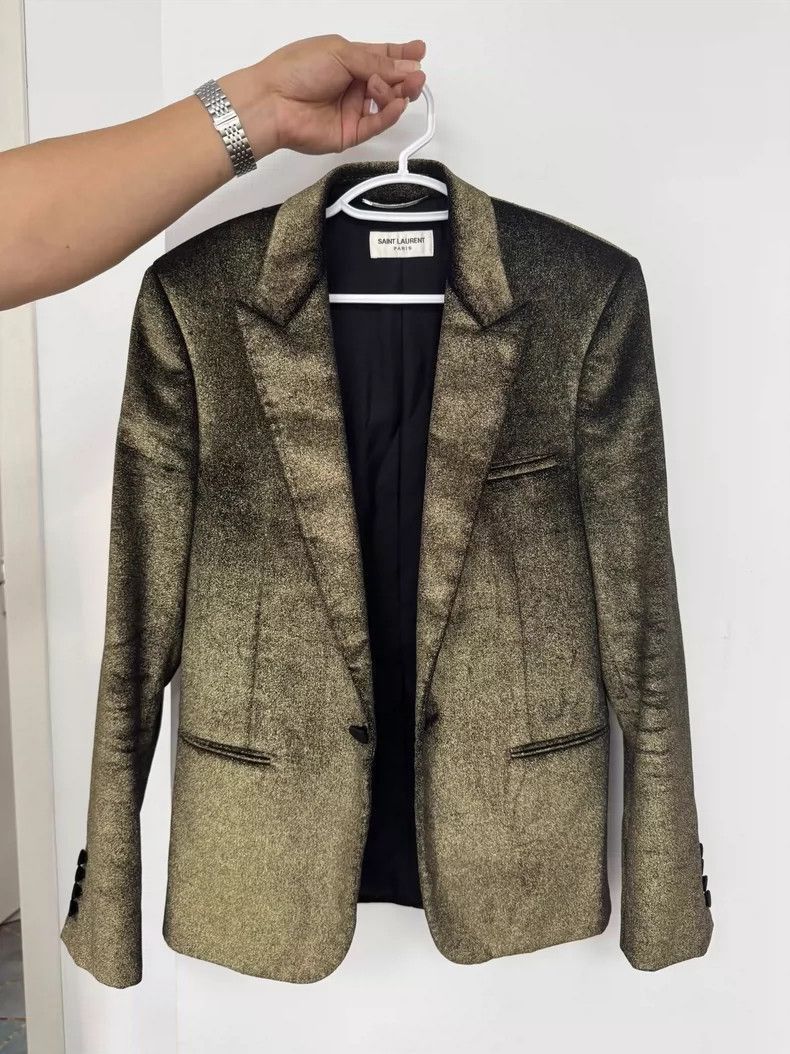 Saint Laurent Paris SAINT LAURENT Gold Thread Blazer Size US M / EU 48-50 / 2 - 1 Thumbnail