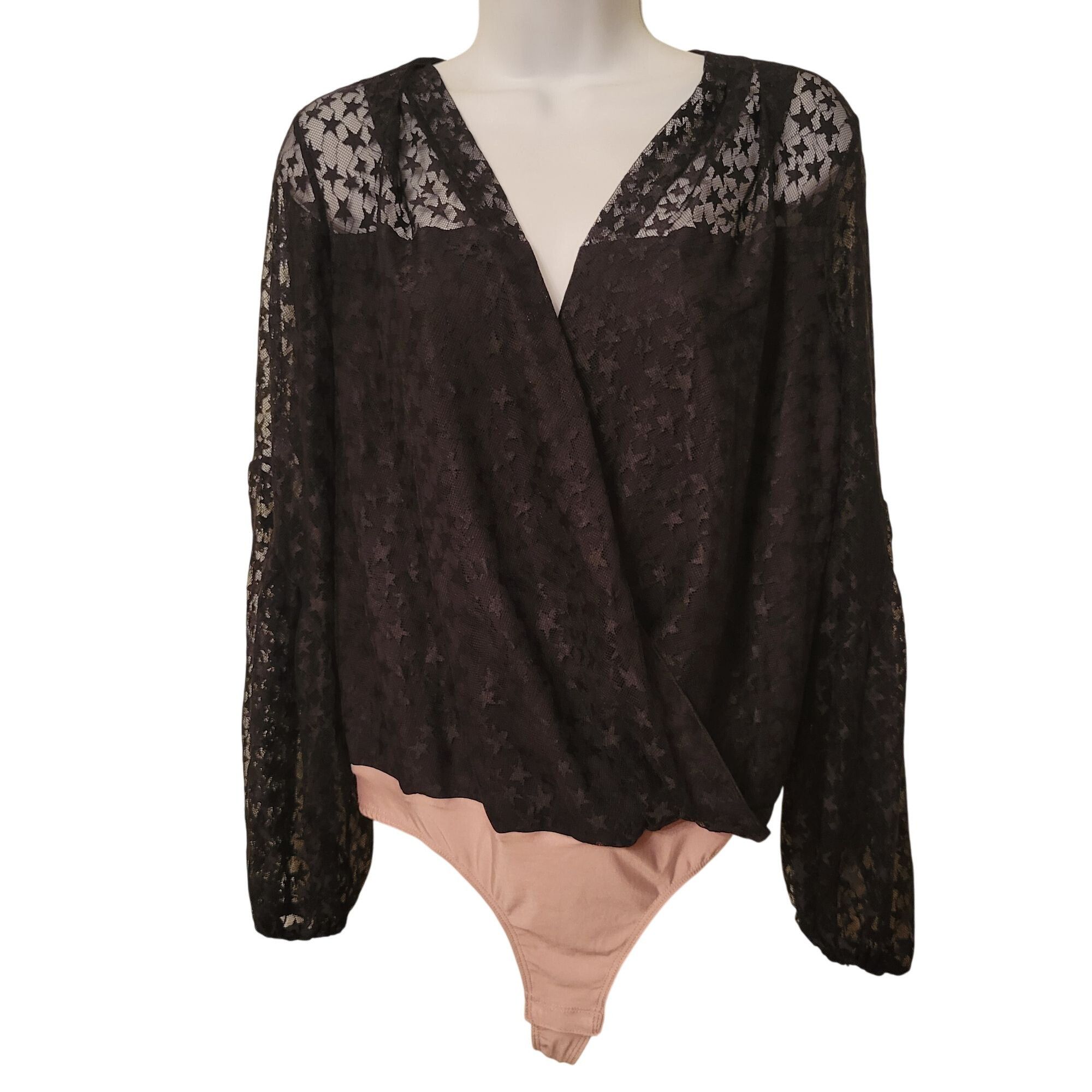 Amanda Uprichard Amanda Uprichard M YURI Black Star Motif Bodysuit Sheer Lace Size M / US 6-8 / IT 42-44 - 1 Thumbnail