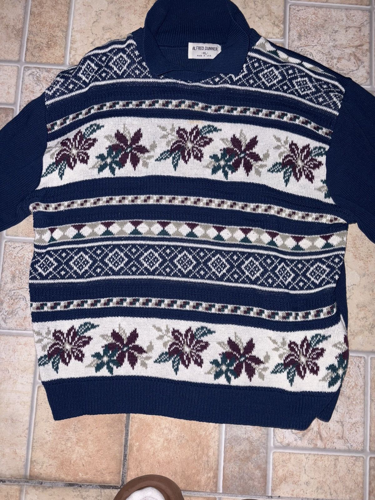 Alfred Dunhill Alfred Dunner Floral Patterned Knit Sweater! Size XL / US 12-14 / IT 48-50 - 2 Thumbnail