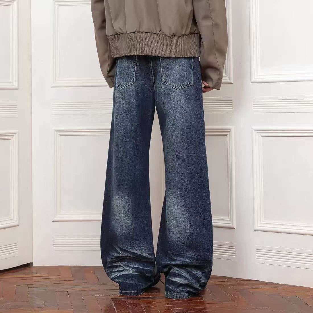 Vintage Men's blue street washed distressed flared jeans Size US 32 / EU 48 - 4 Thumbnail
