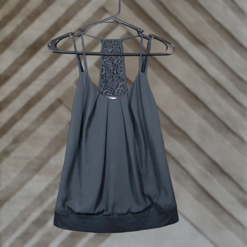 Express Express Blouse Sleeveless Black Lace Back Accent XS Womens Pullover Strappy Tank Twill Nylon/Polyester? Size XS / US 0-2 / IT 36-38 - 1 Thumbnail