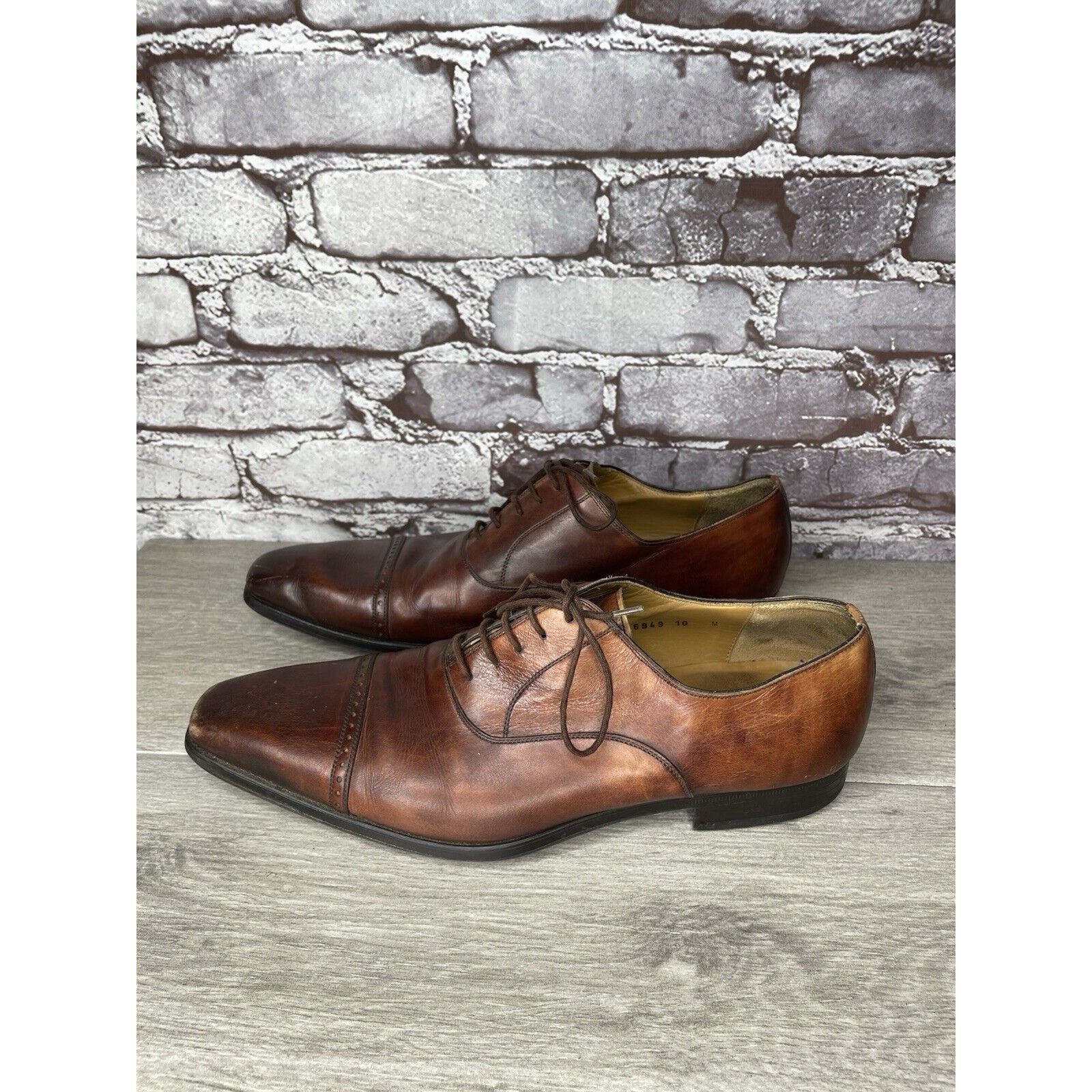 Magnanni Neiman Marcus Brown Leather Cap Toe Oxfords Shoes M