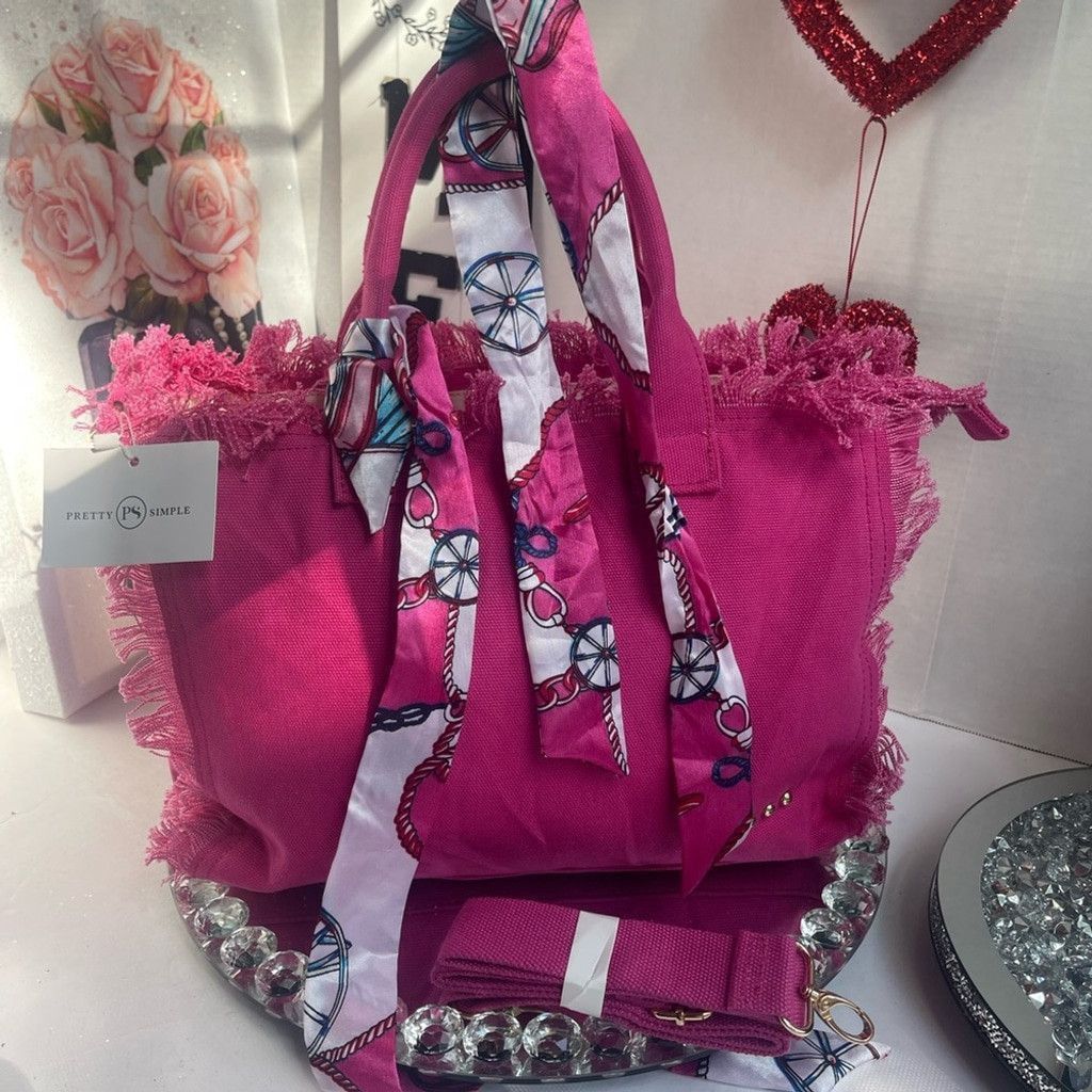 Other Pretty Simple Pink Fringe Tote Bag new w/ tags Size ONE SIZE - 1 Thumbnail