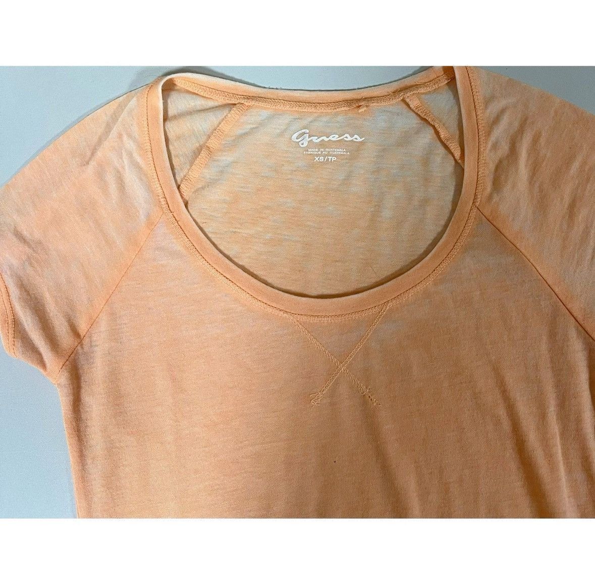 Guess Guess Orange Pastel Burnout T-Shirt Top Blouse Tee Size XS ✨ Size XS / US 0-2 / IT 36-38 - 3 Thumbnail