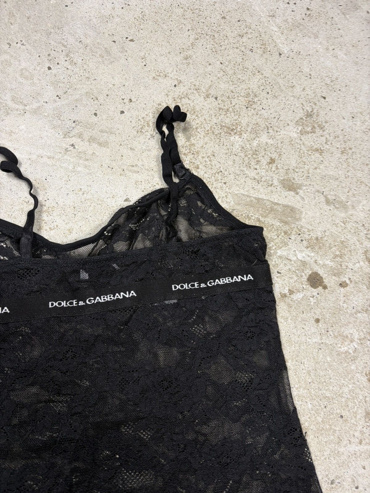 Dolce & Gabbana Vintage 2000s Dolce & Gabbana Underwear Black Lace Top Logo Size M / US 6-8 / IT 42-44 - 14 Thumbnail