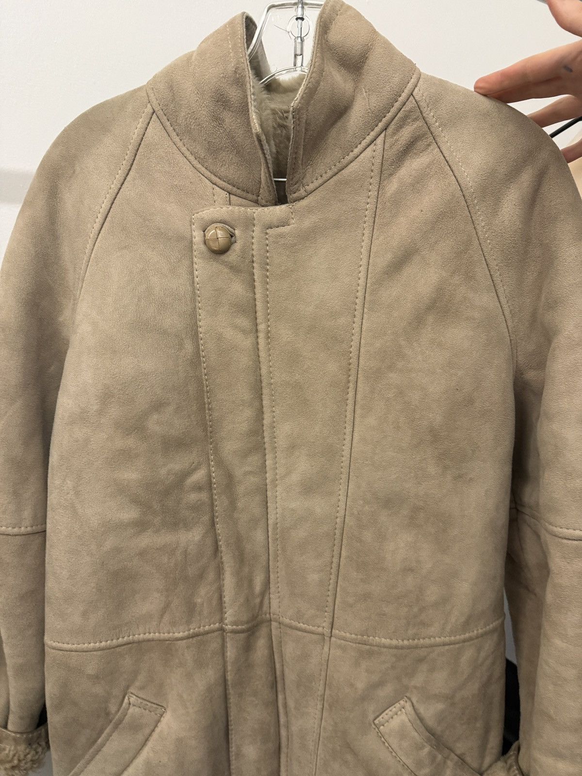 Vintage Vintage Suede/Shearling beige bomber coat Size L / US 10 / IT 46 - 9 Thumbnail