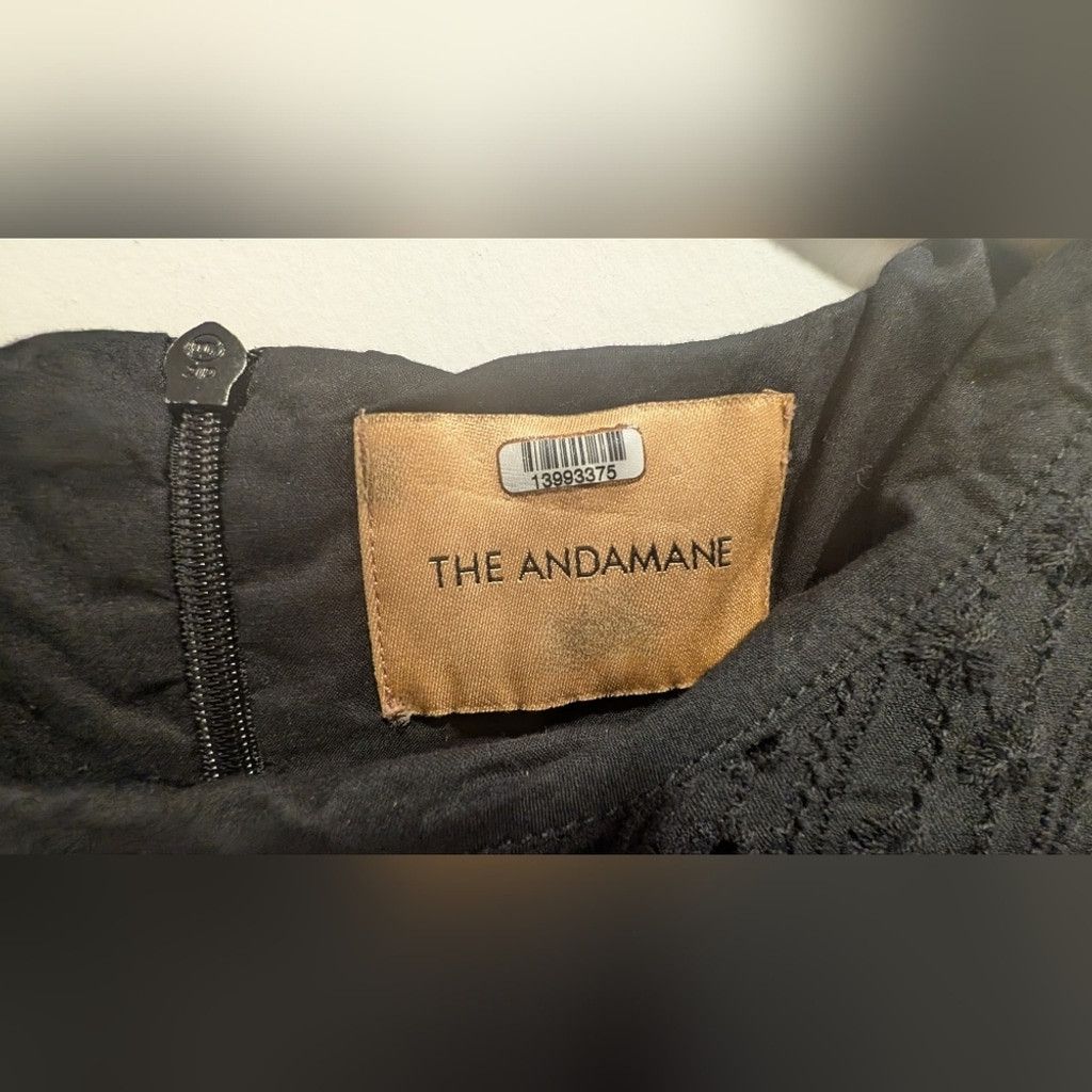 THE ANDAMANE The Andamane Black Eyelet Mini Dress with Bishop Sleeves Size XS / US 0-2 / IT 36-38 - 6 Thumbnail