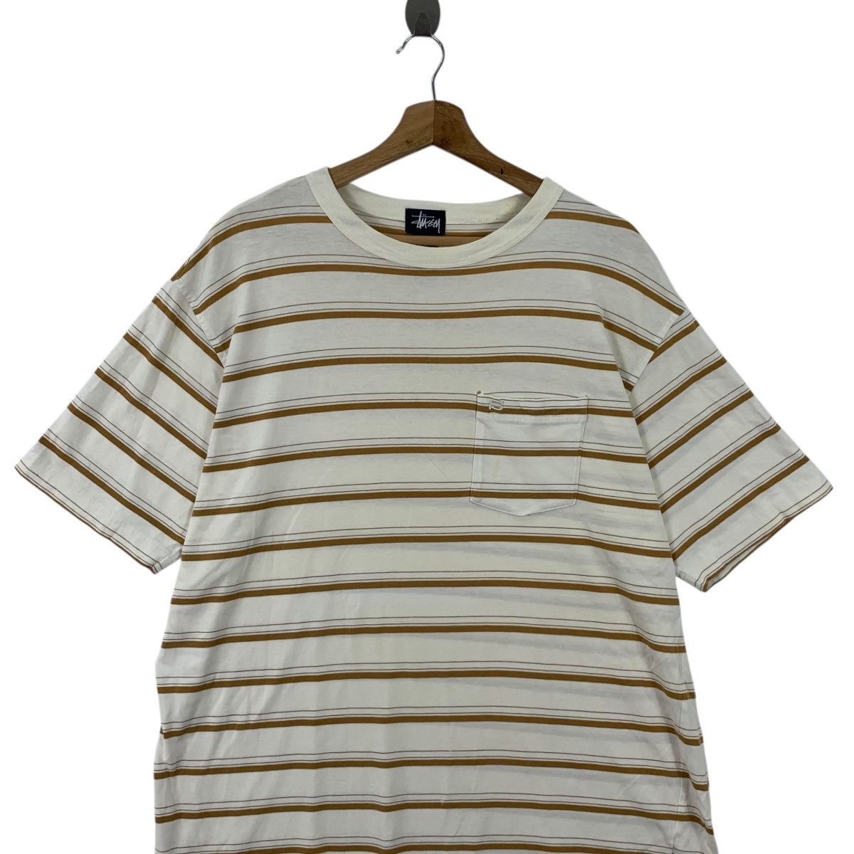 Stussy Vintage STUSSY SKATEBOARD NYC Striped Pocket Tee Shirt Top Size US XL / EU 56 / 4 - 2 Thumbnail