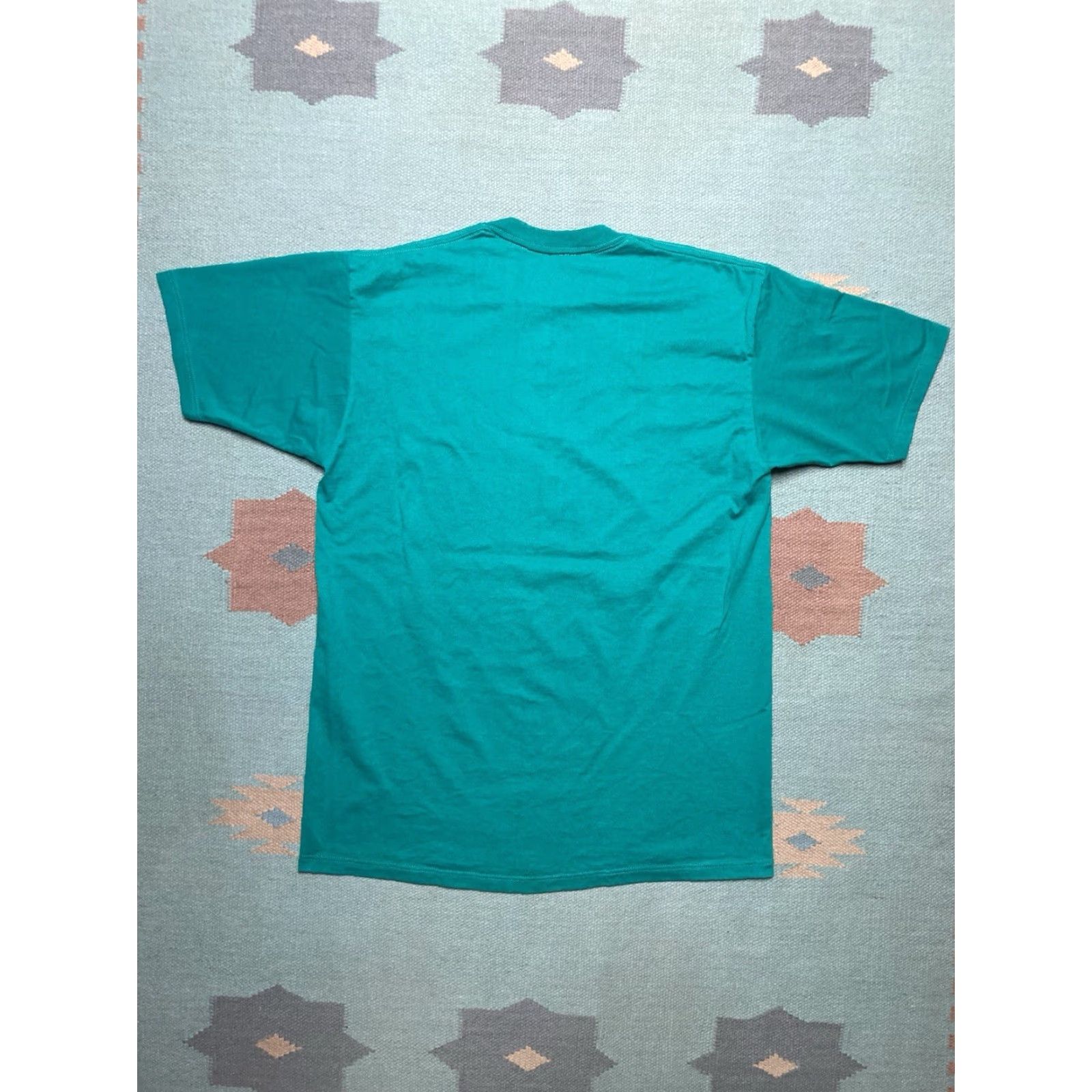 Jerzees VINTAGE Jerzees T-Shirt Large Men 80s 90s Teal Aqua Turquoise Single Stitch Blue 80s Theme Mens Size US L / EU 52-54 / 3 - 4 Thumbnail