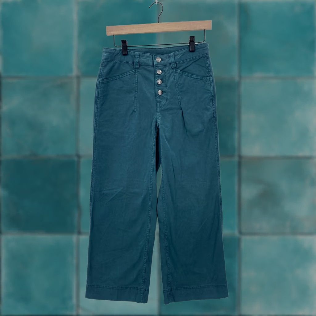 Altea Duluth Pants Womens 2 Teal Blue Ripstop Stretch Workwear Button-Front Size 26" / US 2 / IT 38 - 1 Thumbnail