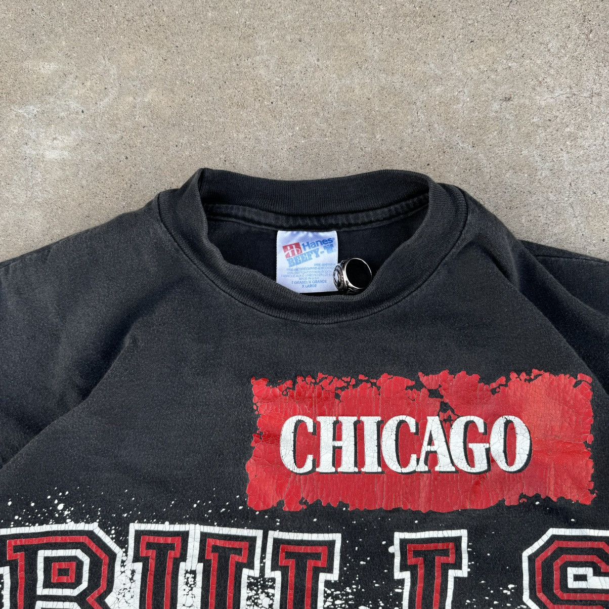 Jordan Brand × NBA × Nike Vintage 90s Faded Black Chicago Bulls Graphic Tee Fits Large Size US L / EU 52-54 / 3 - 5 Thumbnail