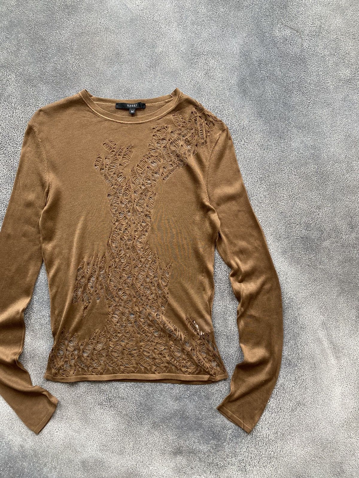 Gucci 2000’s Gucci By Tom Ford Silk Mesh Blouse Size M / US 6-8 / IT 42-44 - 5 Thumbnail