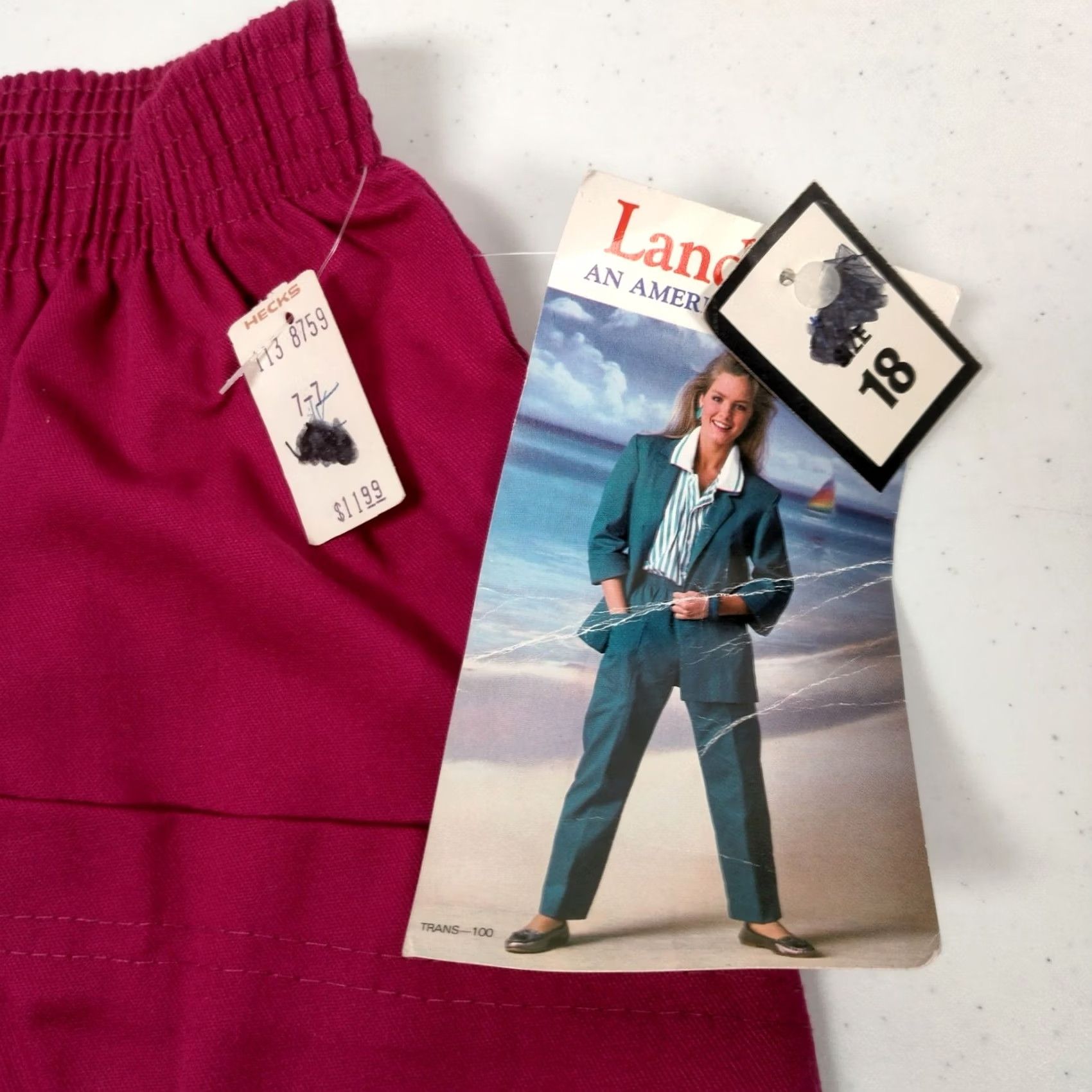 Vintage VINTAGE Land' n Sea Skirt Midi A-Line 18 Maroon Elastic Cotton Blend Twill Pockets Womens Mens? Size 40" / US 18 - 6 Thumbnail
