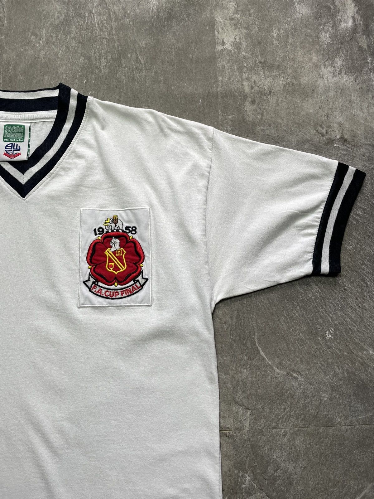 Vintage Bolton FC 1958 F.A. Cup Score Draw Football Shirt Soccer Size US L / EU 52-54 / 3 - 2 Thumbnail