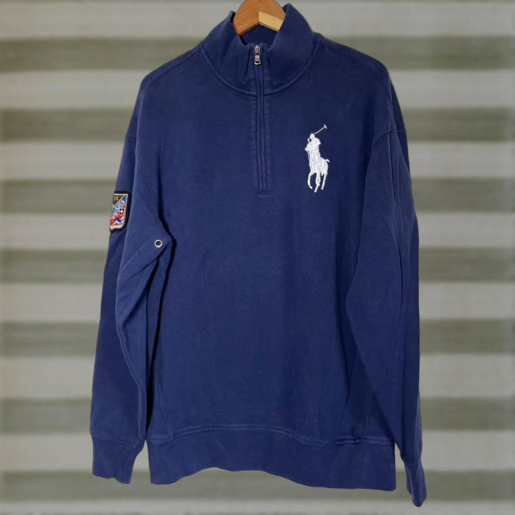 Polo Ralph Lauren VINTAGE Polo Ralph Lauren Sweater 1/4 Zip Pullover Ski Patch Navy Blue LT Large Tall Mens Size US L / EU 52-54 / 3 - 1 Thumbnail